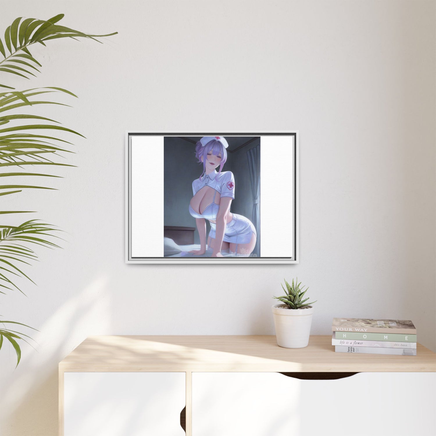 Sexy Anime Nurse Matte Canvas Print (Framed)