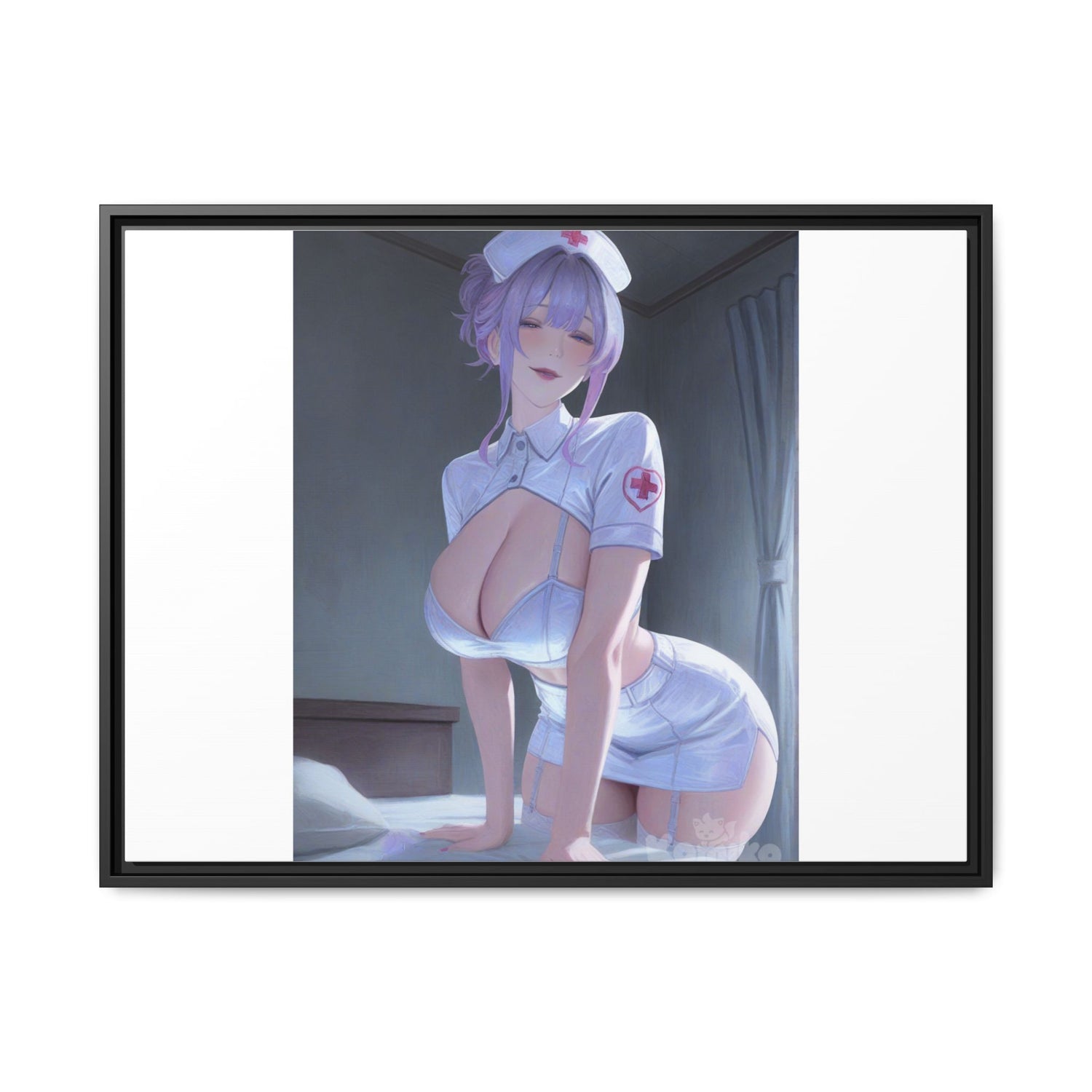 Sexy Anime Nurse Matte Canvas Print (Framed)