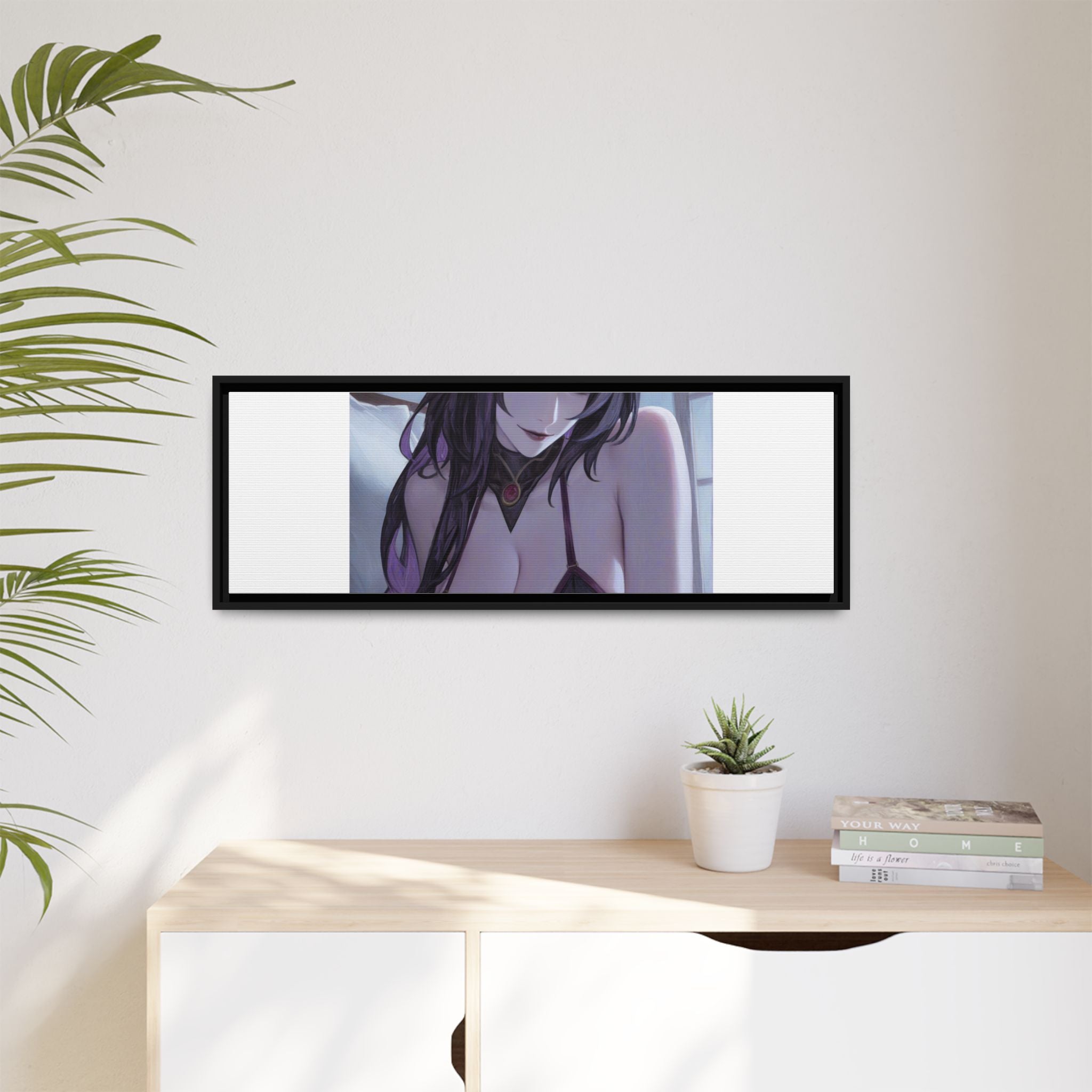 Framed Matte Canvas Print — Moody Anime Woman Portrait