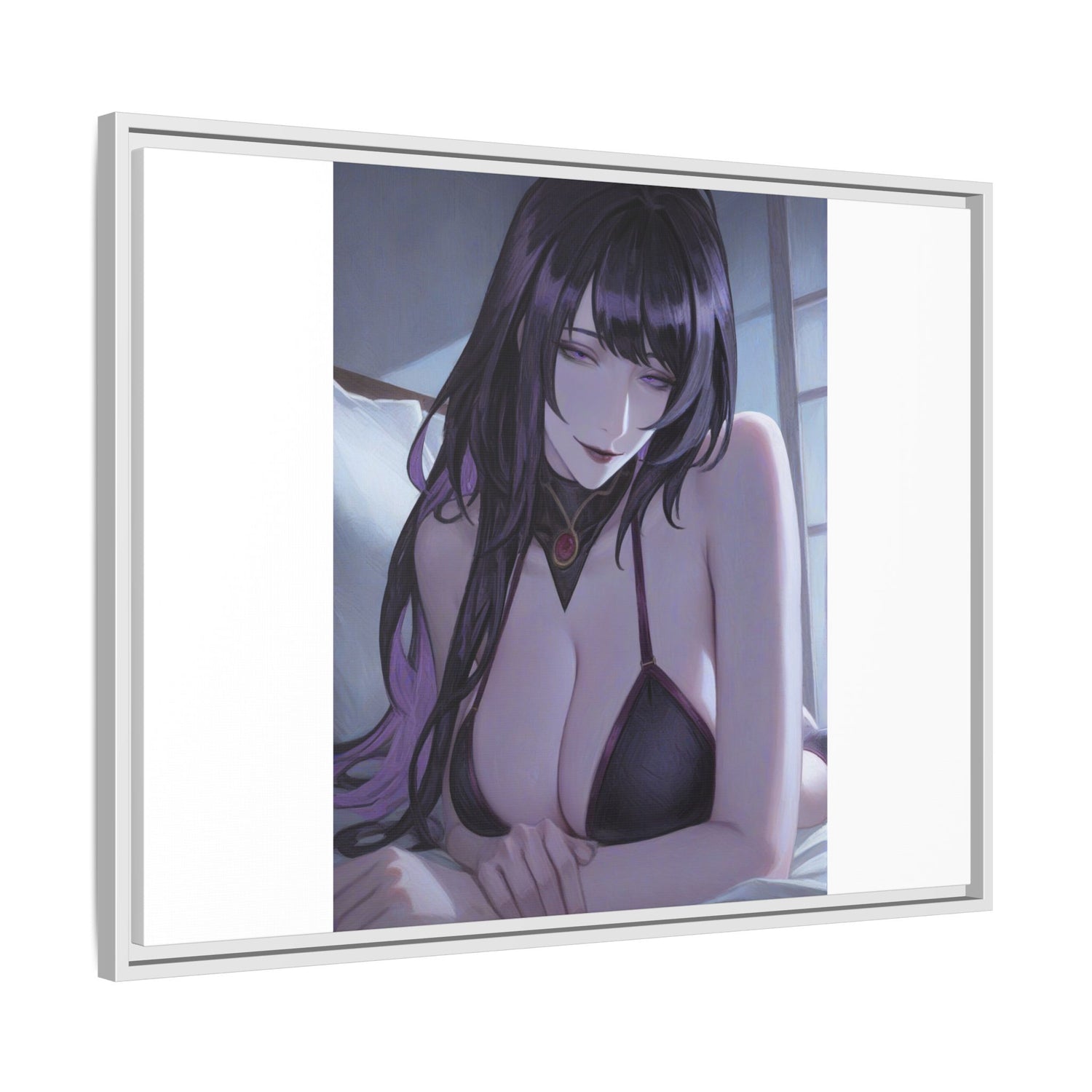 Framed Matte Canvas Print — Moody Anime Woman Portrait