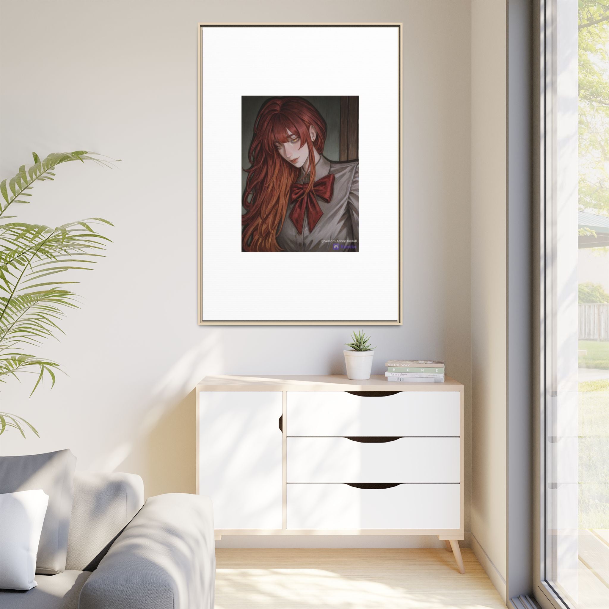 Framed Matte Canvas Print — Gothic Redhead Portrait