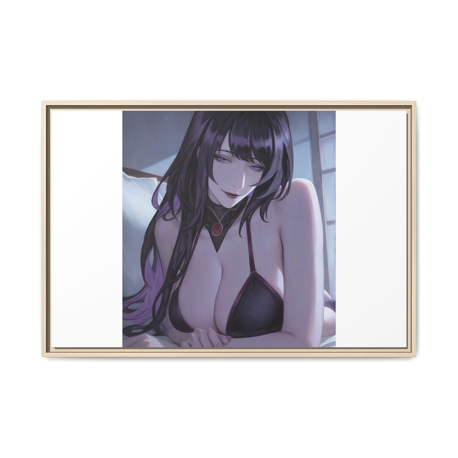 Framed Matte Canvas Print — Moody Anime Woman Portrait