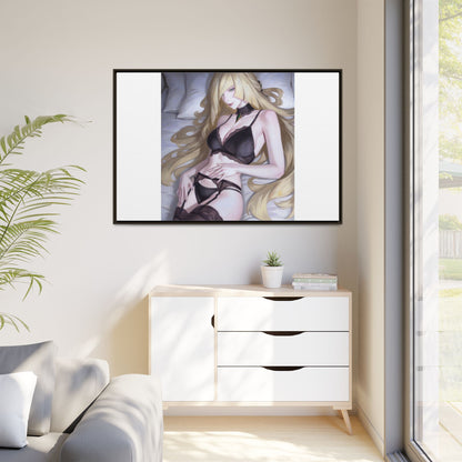 Framed Matte Canvas Print — Sleepy Blonde Anime Pinup