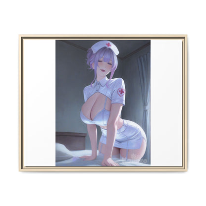 Sexy Anime Nurse Matte Canvas Print (Framed)
