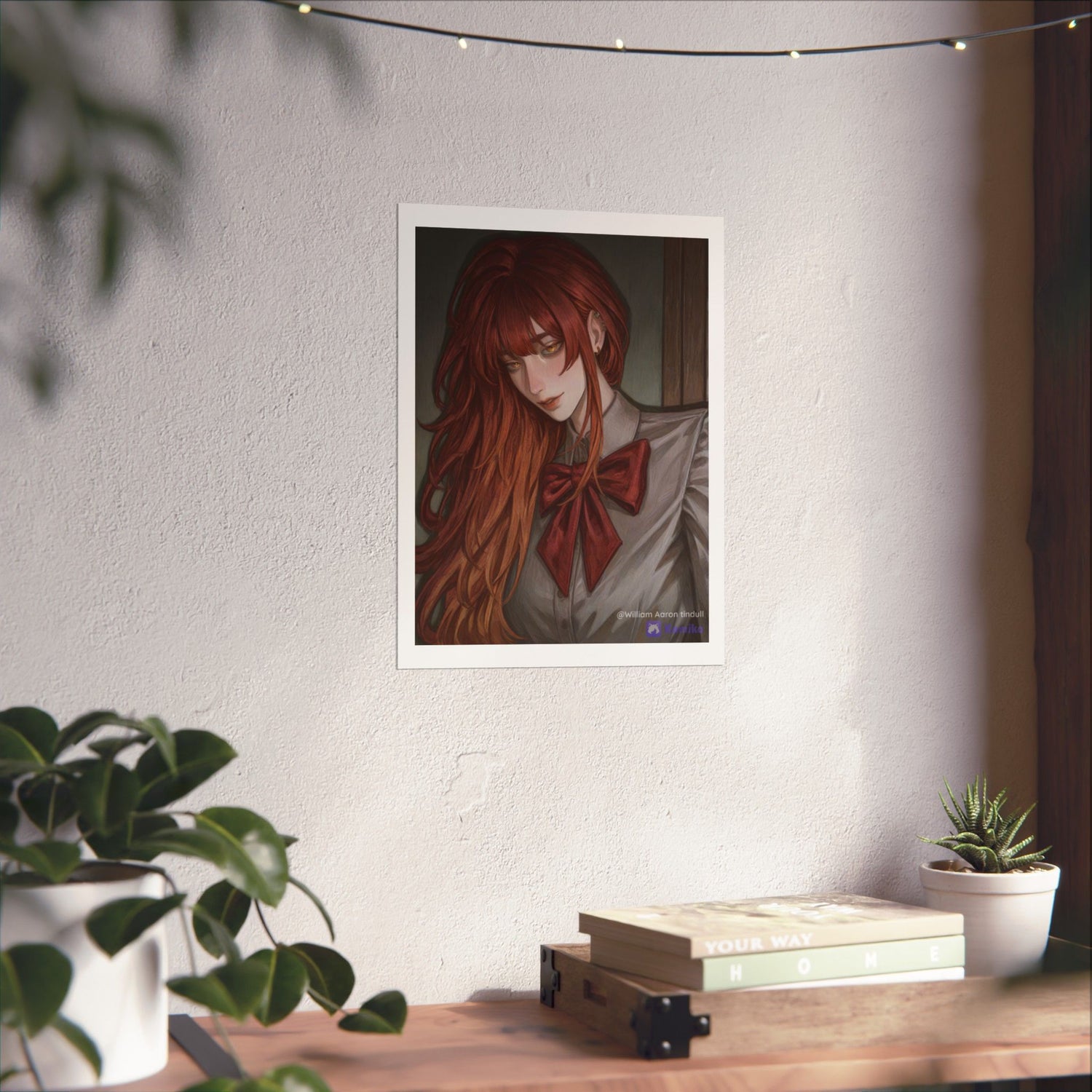 Matte Vertical Poster — Red‑Haired Anime Girl Portrait