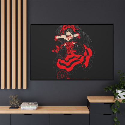 Anime Warrior Red Black Matte Canvas Print — Framed Wall Art