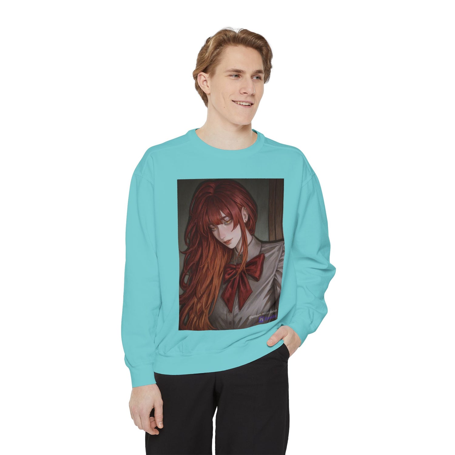Anime Red-Headed Girl Sweatshirt — Gothic Schoolgirl Art Pullover