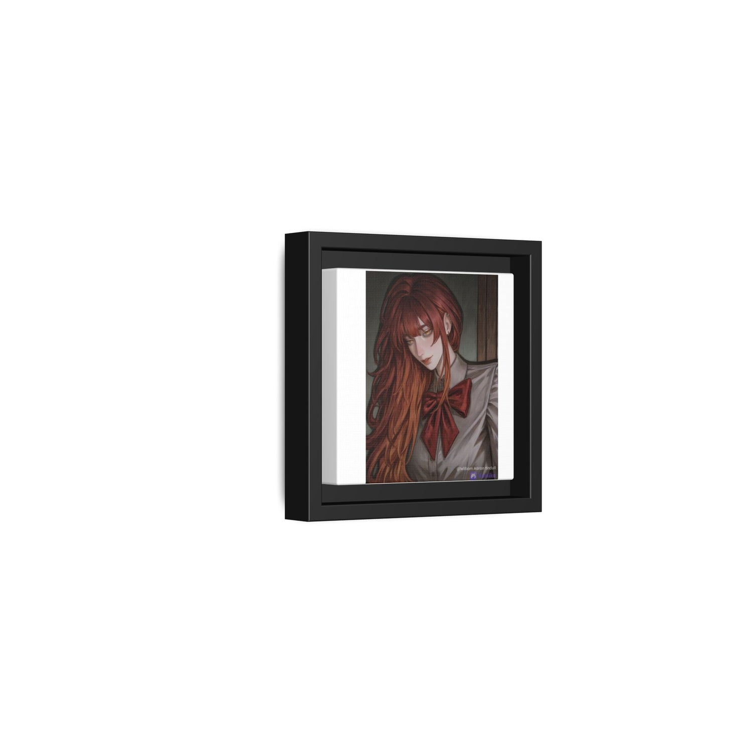 Framed Matte Canvas Print — Moody Red-Headed Anime Girl Art