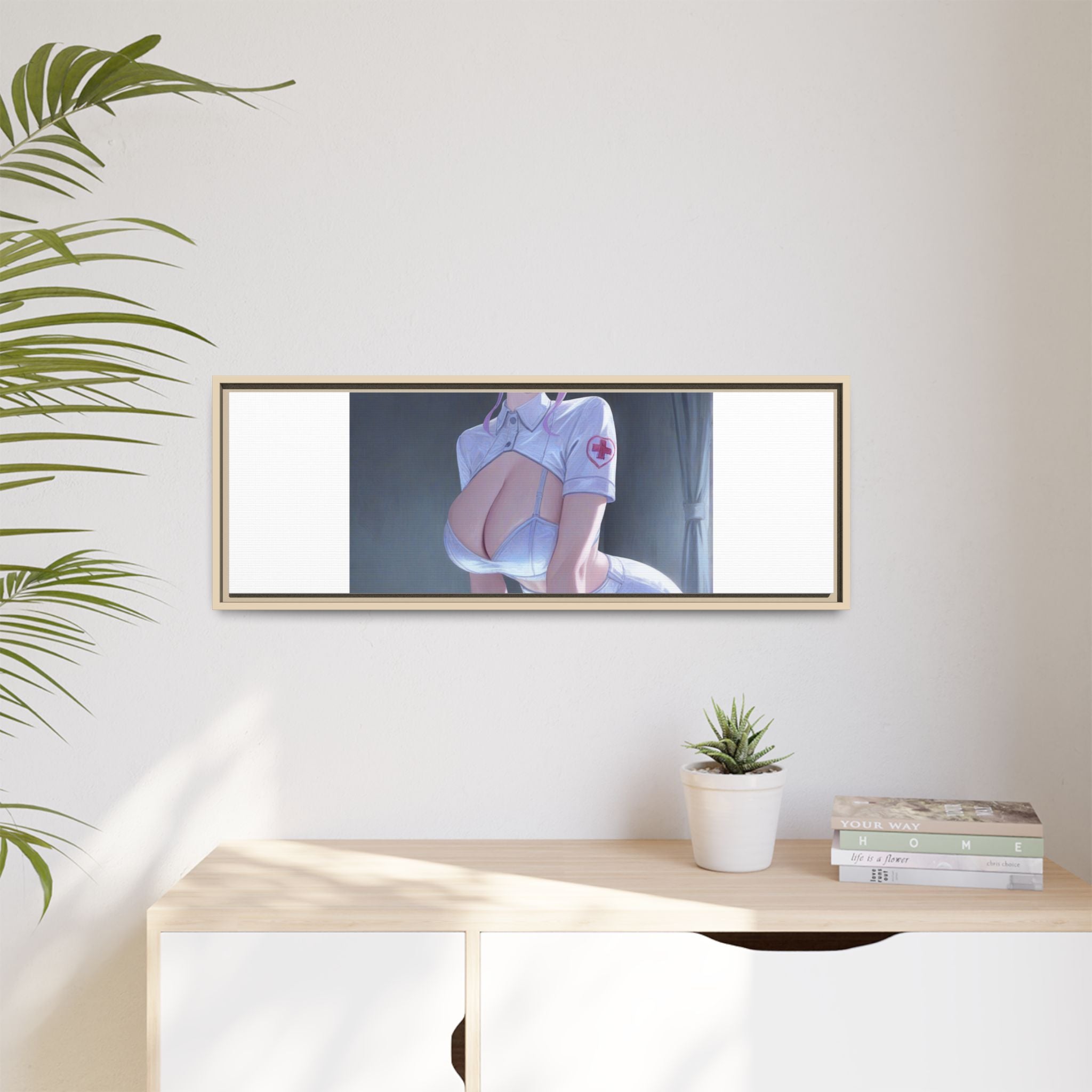 Sexy Anime Nurse Matte Canvas Print (Framed)