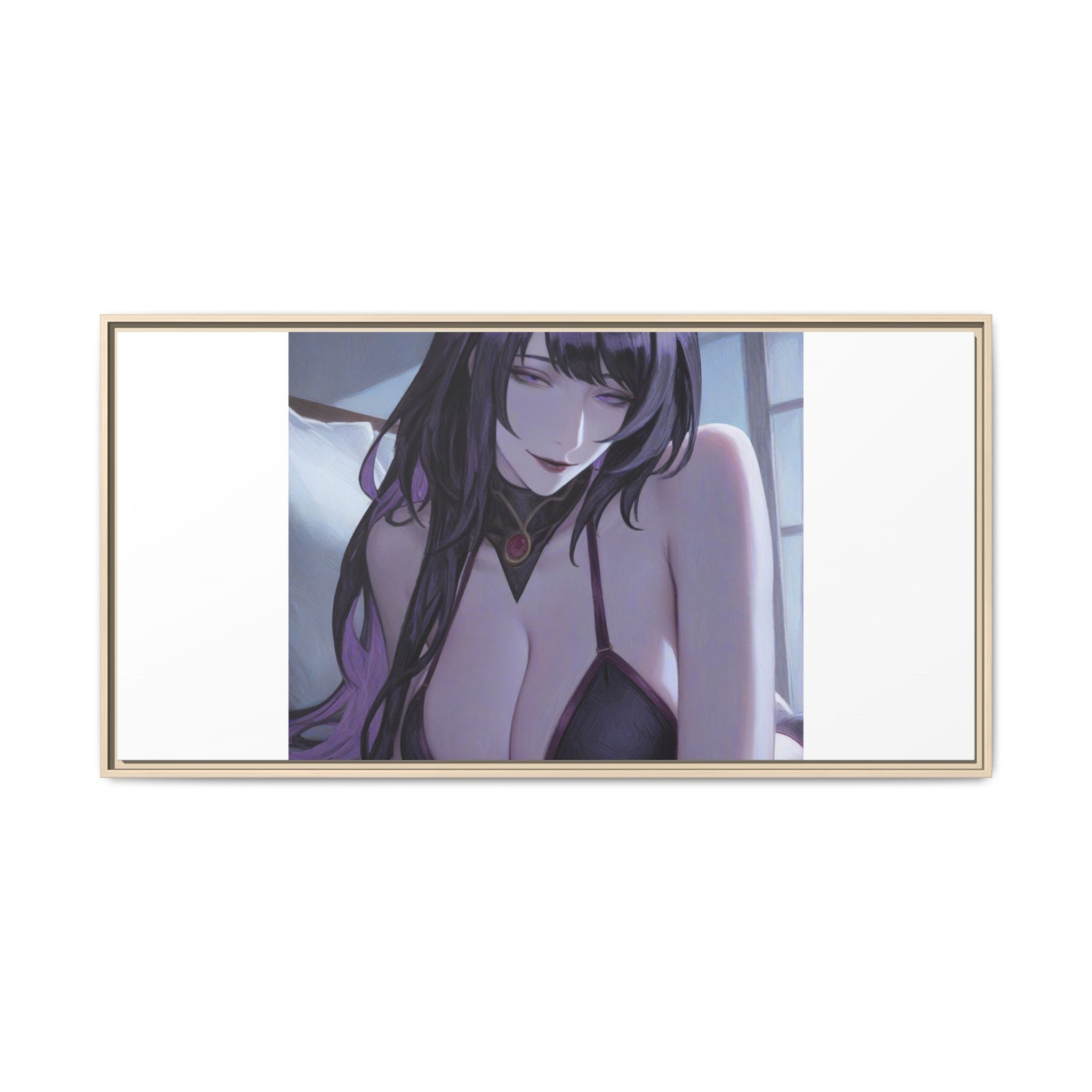Framed Matte Canvas Print — Moody Anime Woman Portrait