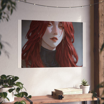 Fine Art Poster — Red-Haired Gothic Portrait, Moody Decorative Wall Art
