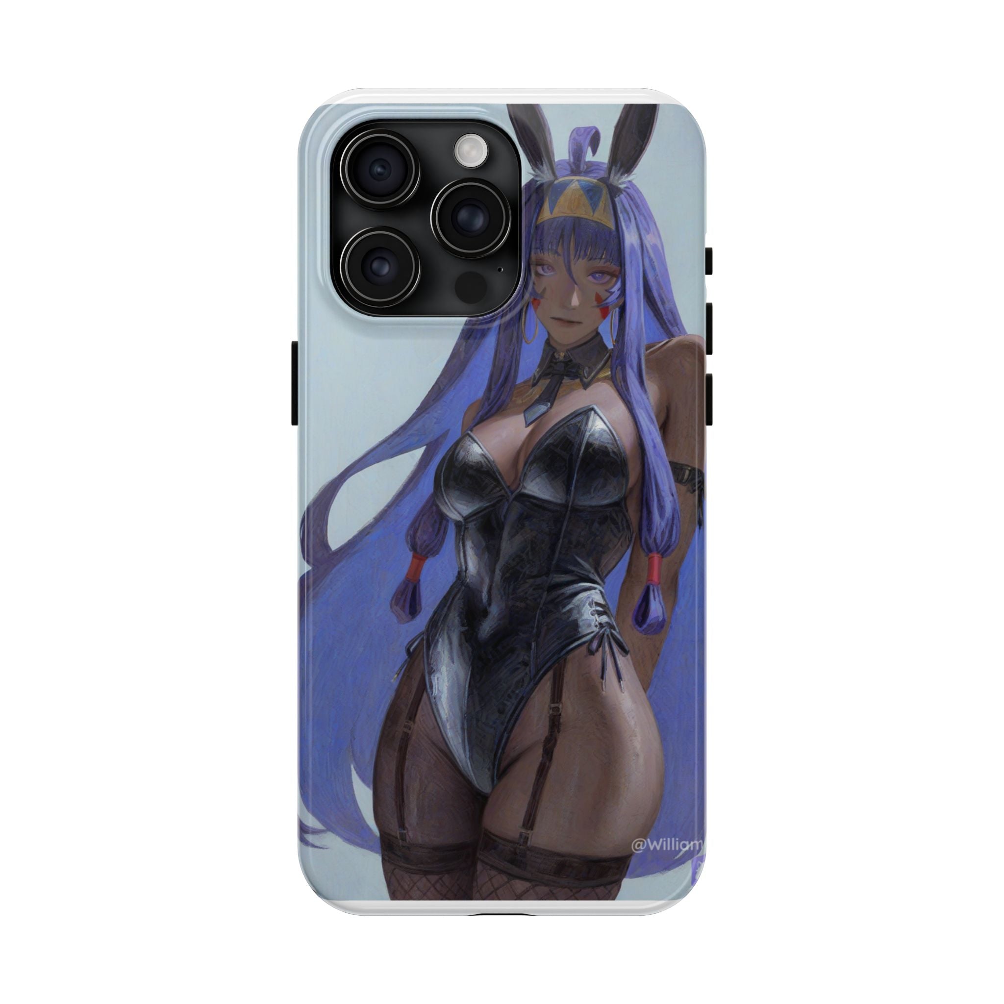 Bunny Girl Tough Phone Case — Anime Purple-Haired Character Protective Cover