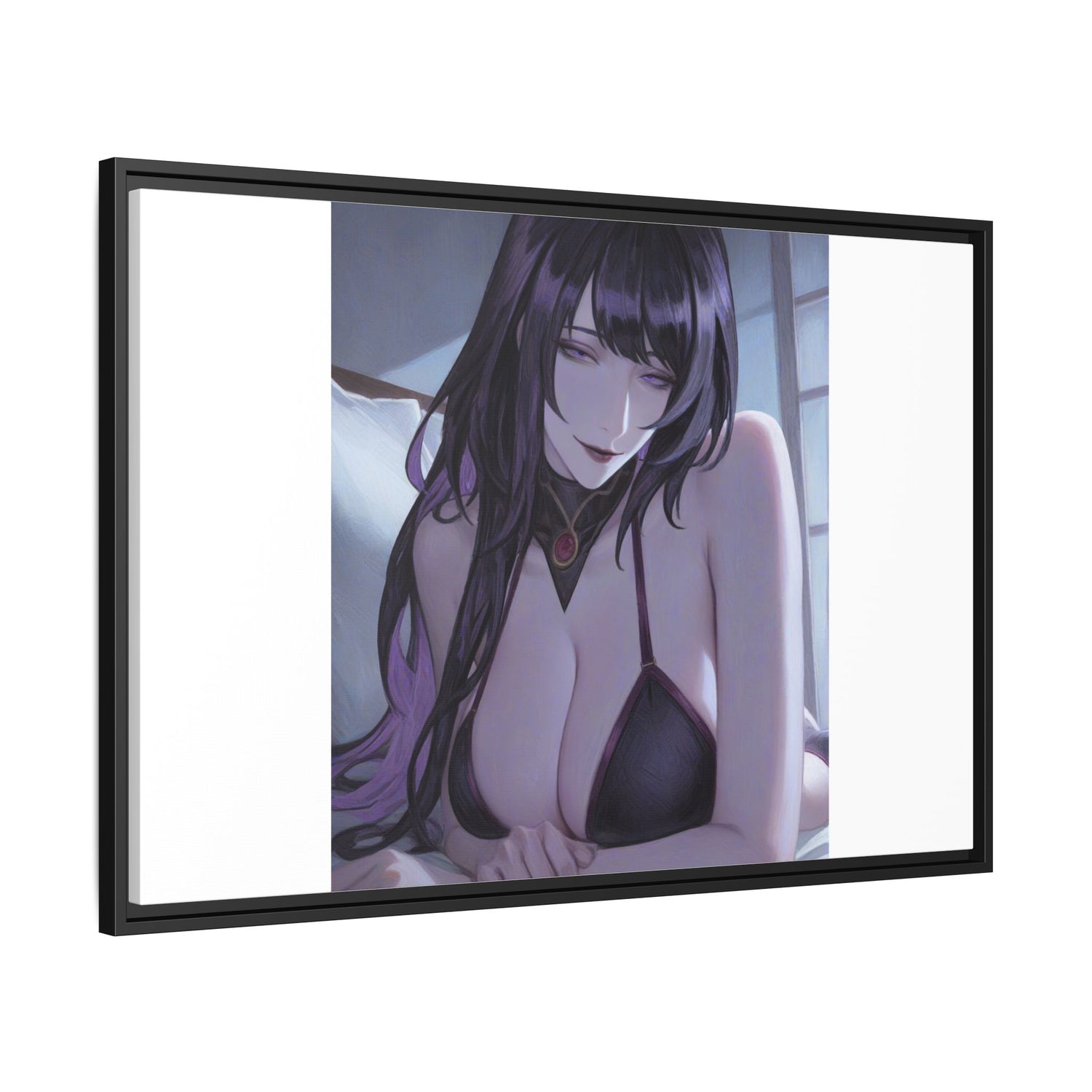 Framed Matte Canvas Print — Moody Anime Woman Portrait
