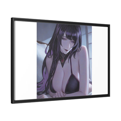 Framed Matte Canvas Print — Moody Anime Woman Portrait