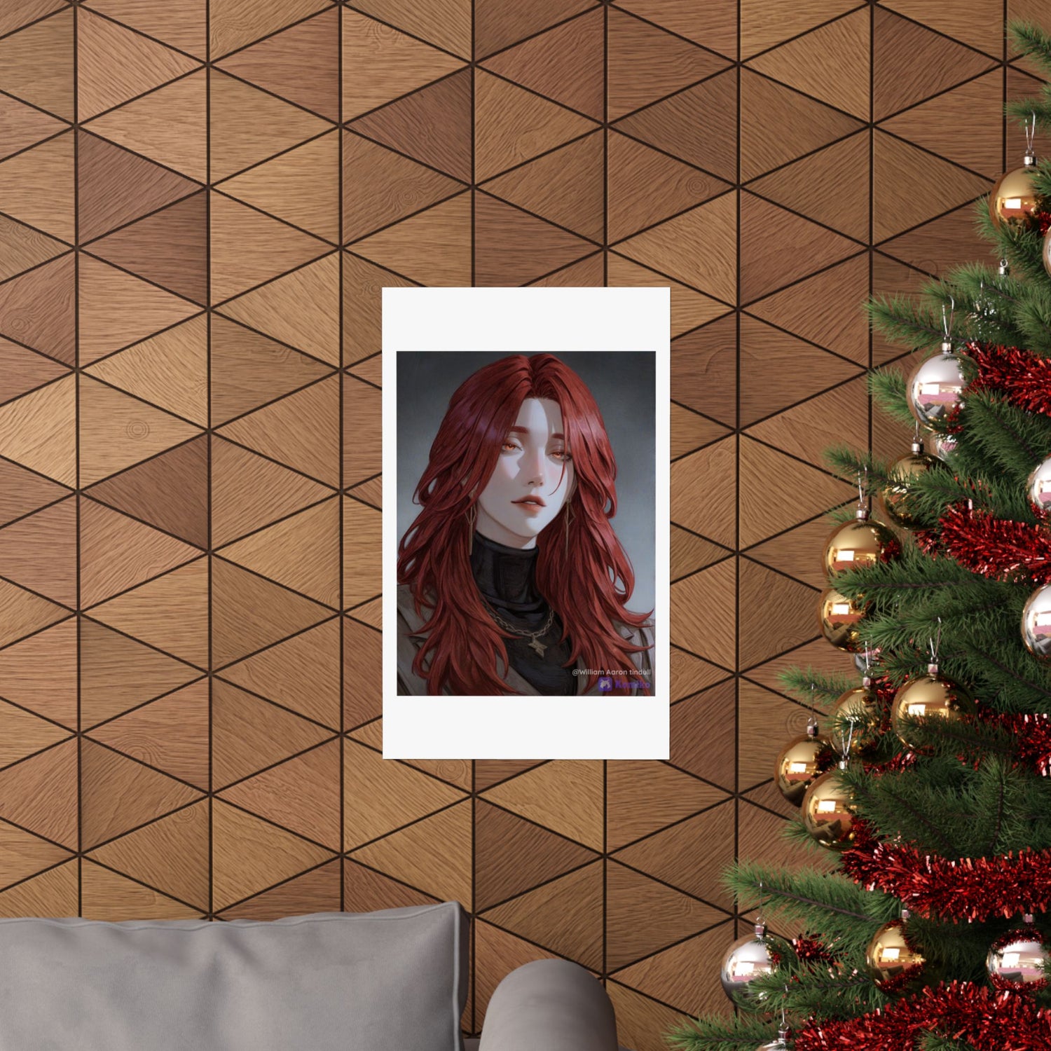 Red-Haired Muse Matte Vertical Poster — Moody Portrait Art Print