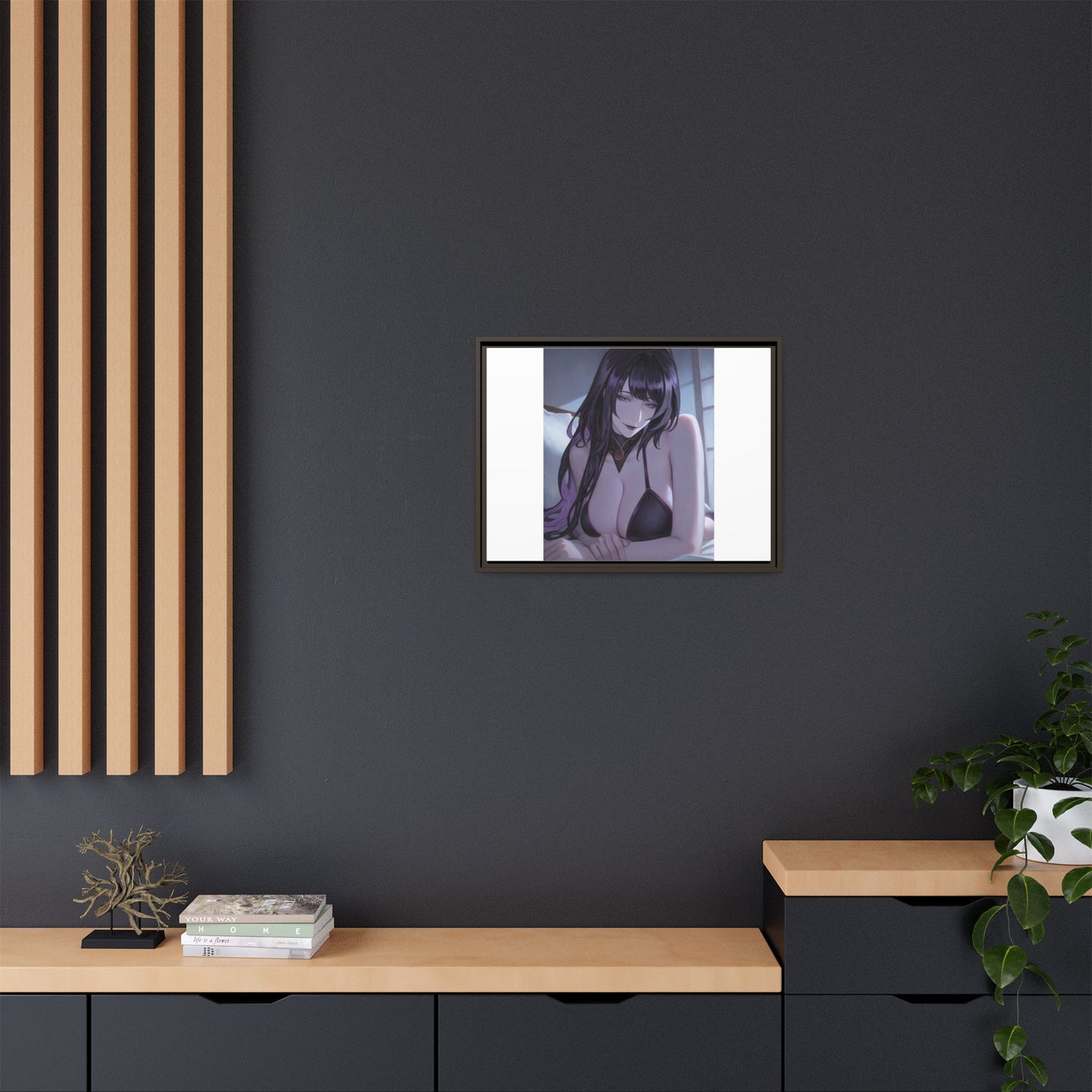 Framed Matte Canvas Print — Moody Anime Woman Portrait