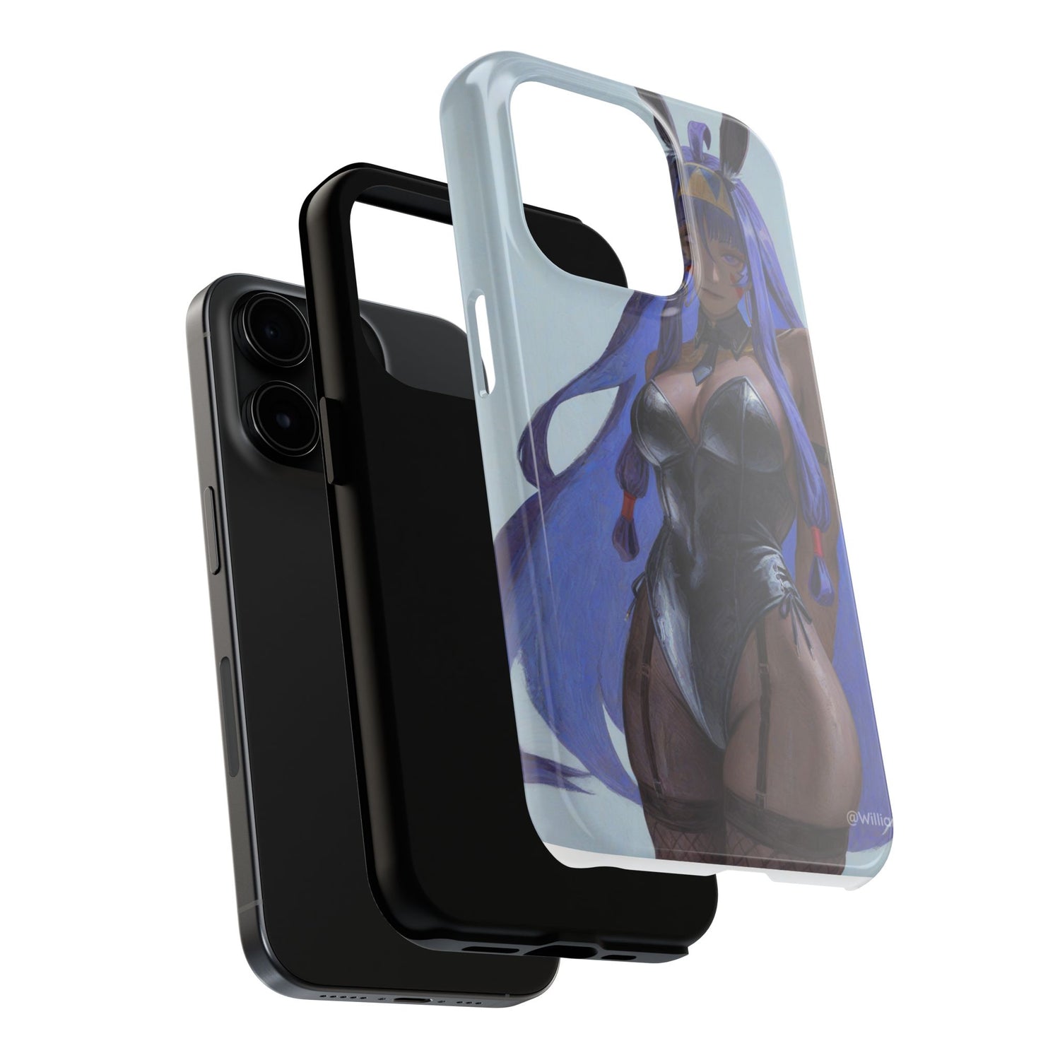Bunny Girl Tough Phone Case — Anime Purple-Haired Character Protective Cover