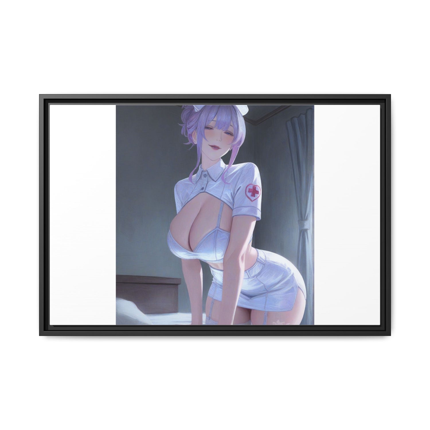 Sexy Anime Nurse Matte Canvas Print (Framed)