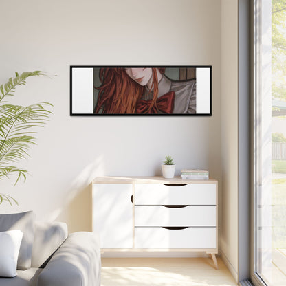 Framed Matte Canvas Print — Moody Red-Headed Anime Girl Art