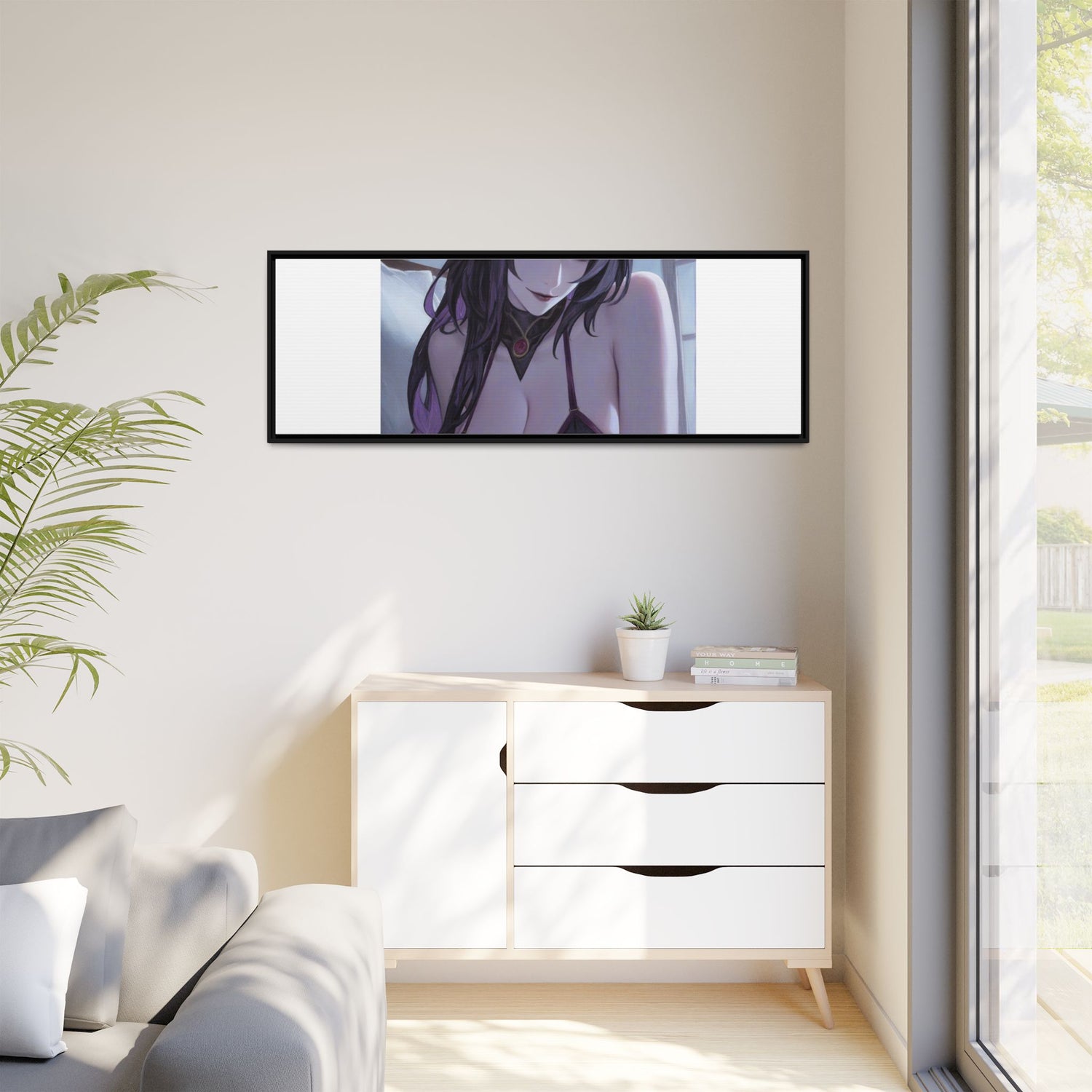Framed Matte Canvas Print — Moody Anime Woman Portrait