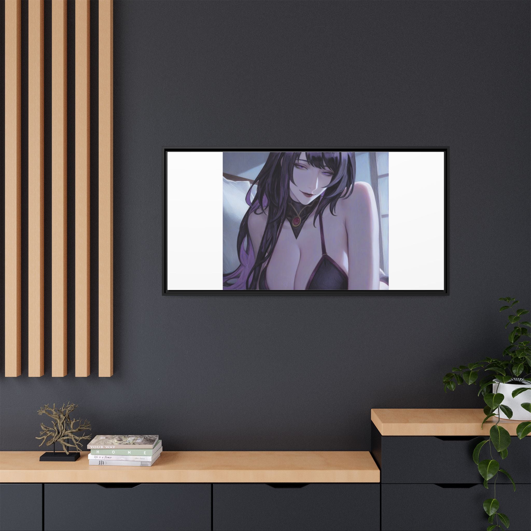 Framed Matte Canvas Print — Moody Anime Woman Portrait