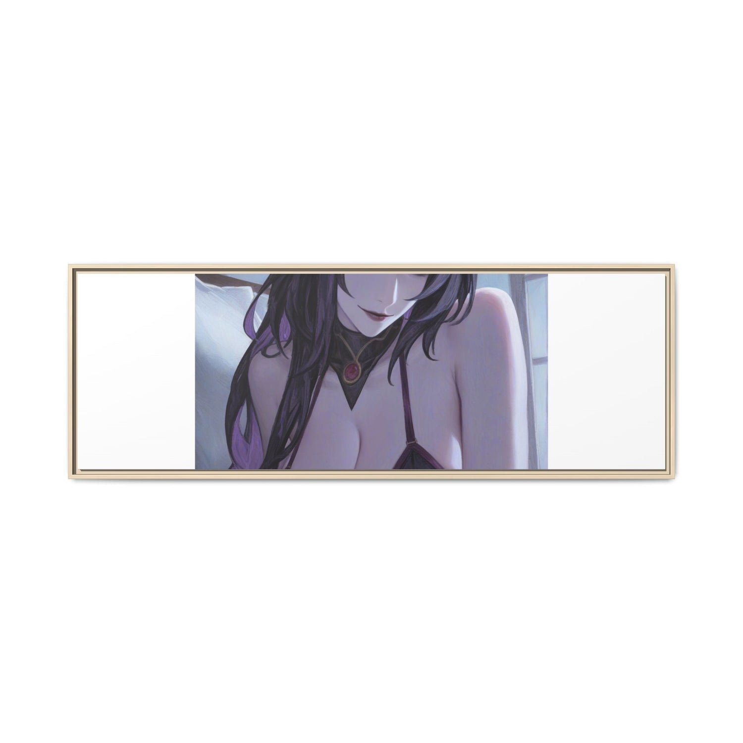 Framed Matte Canvas Print — Moody Anime Woman Portrait