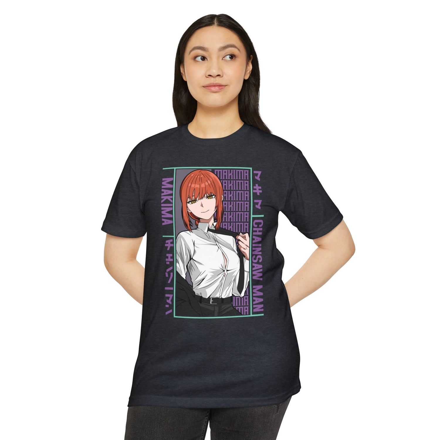 Makima Chainsaw Man Anime Graphic T-Shirt — Japanese Text Design