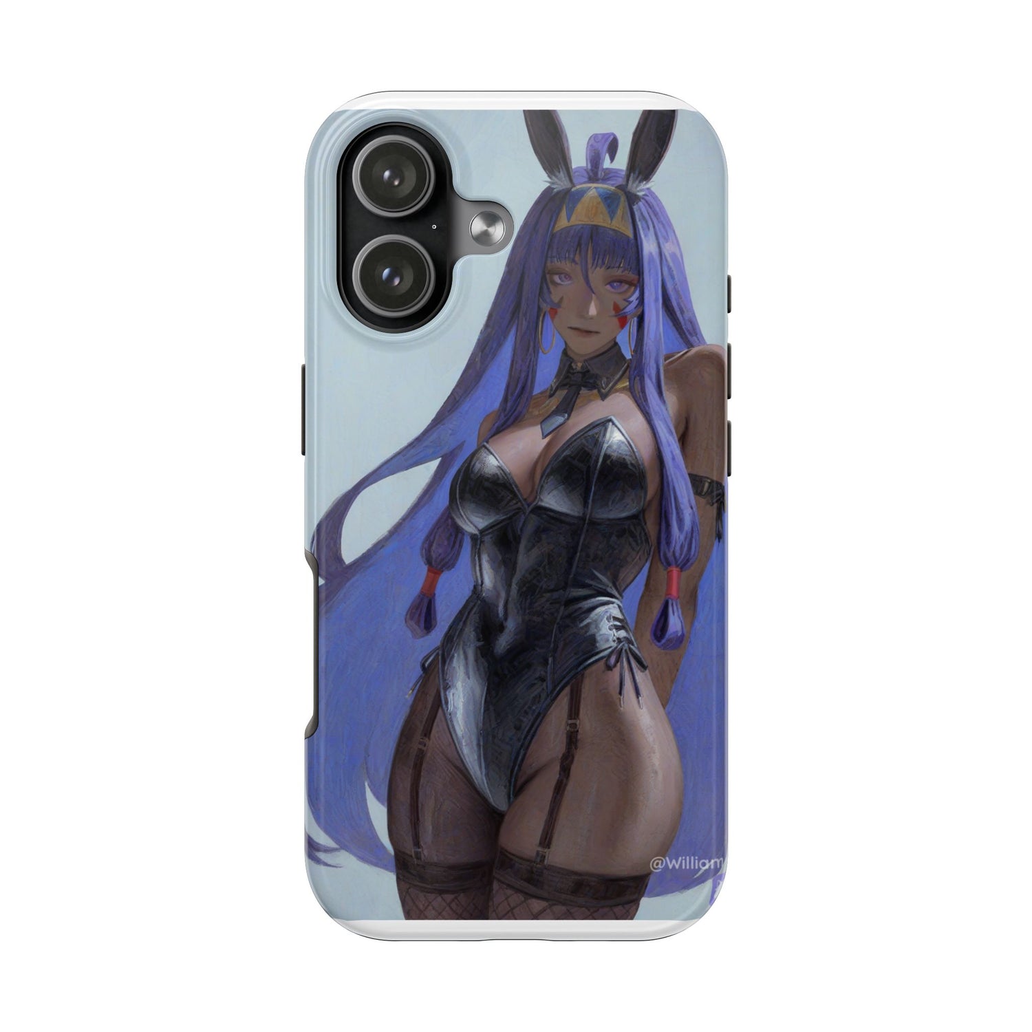 Bunny Girl Tough Phone Case — Anime Purple-Haired Character Protective Cover