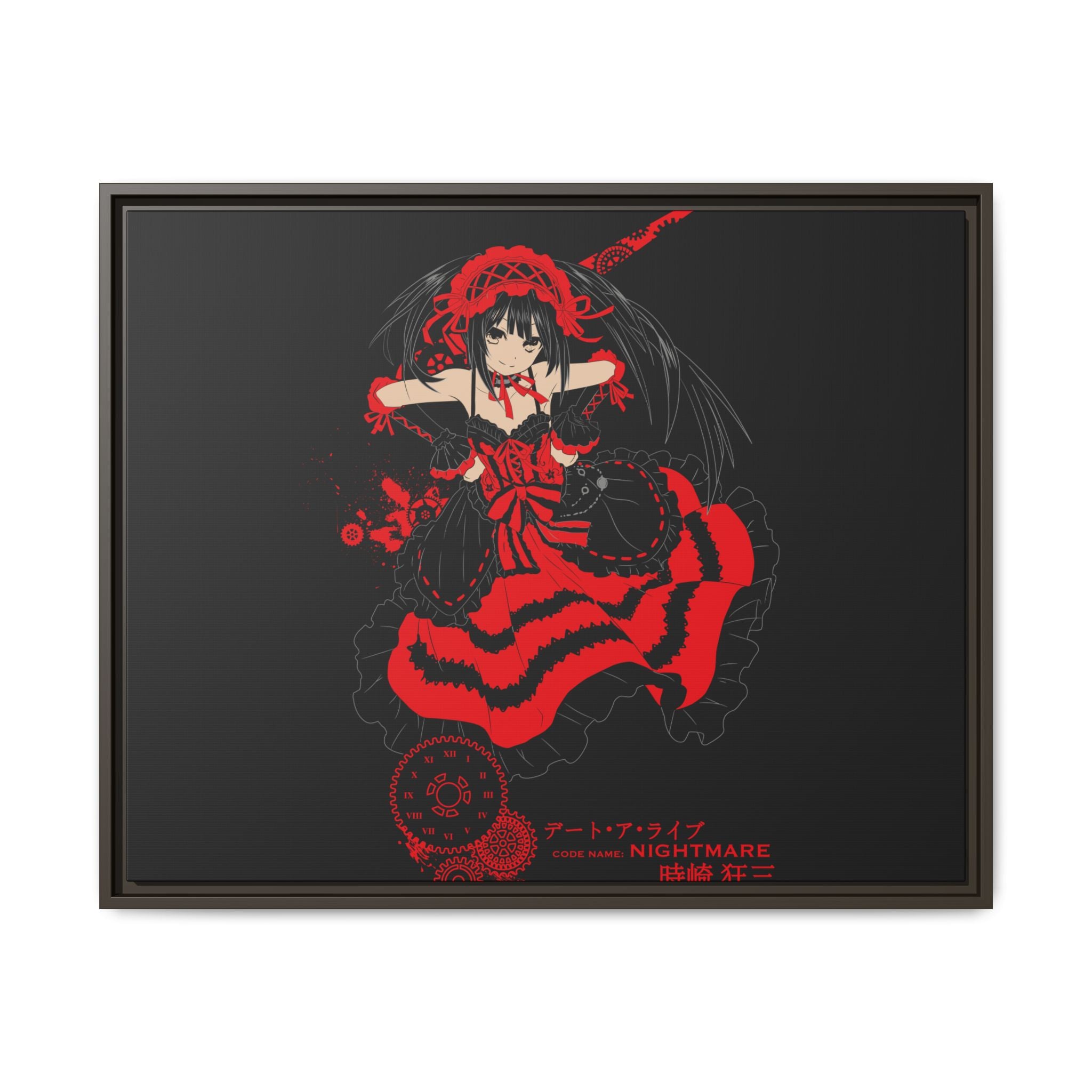 Anime Warrior Red Black Matte Canvas Print — Framed Wall Art