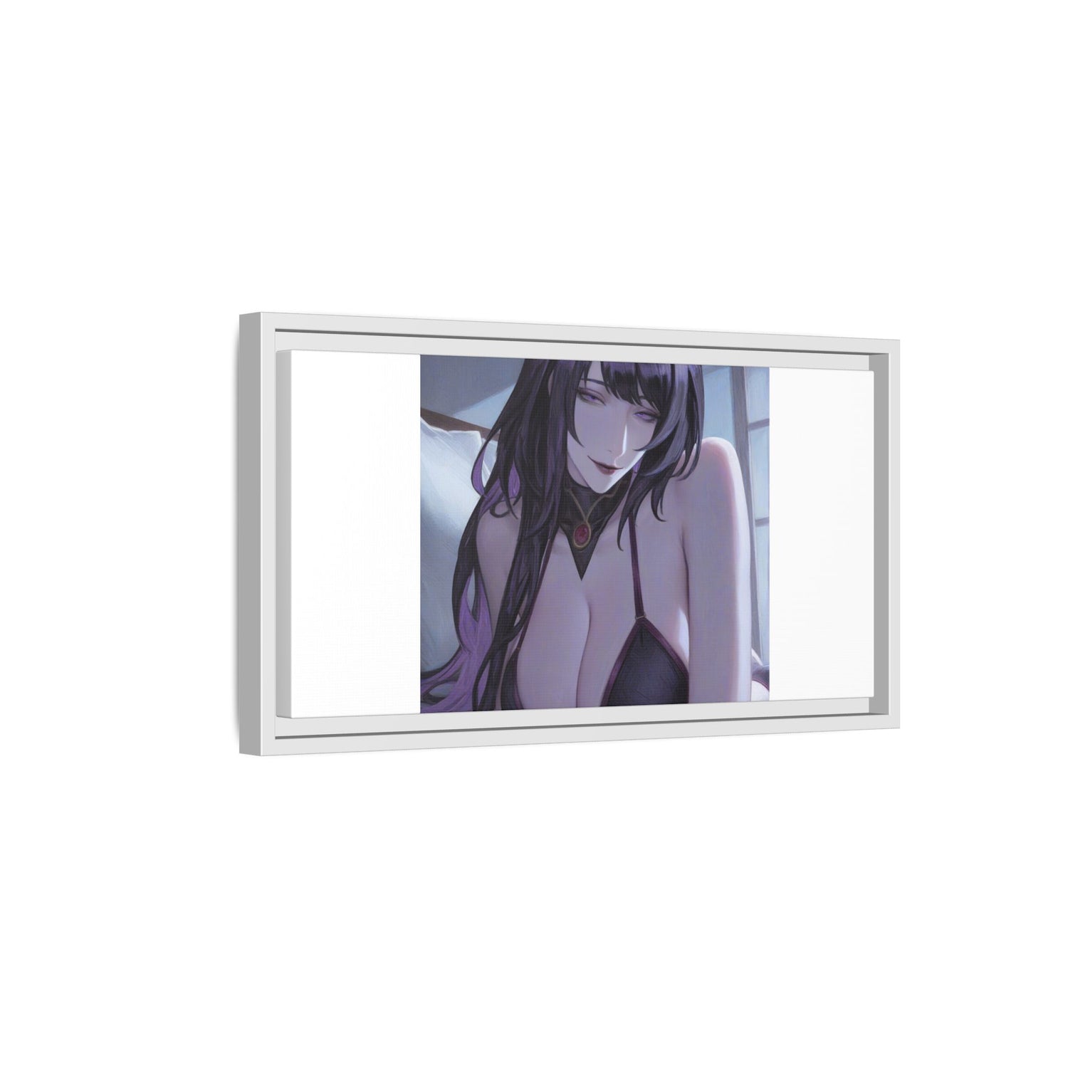 Framed Matte Canvas Print — Moody Anime Woman Portrait