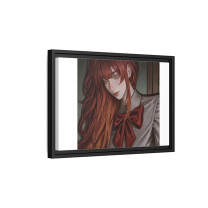 Framed Matte Canvas Print — Moody Red-Headed Anime Girl Art