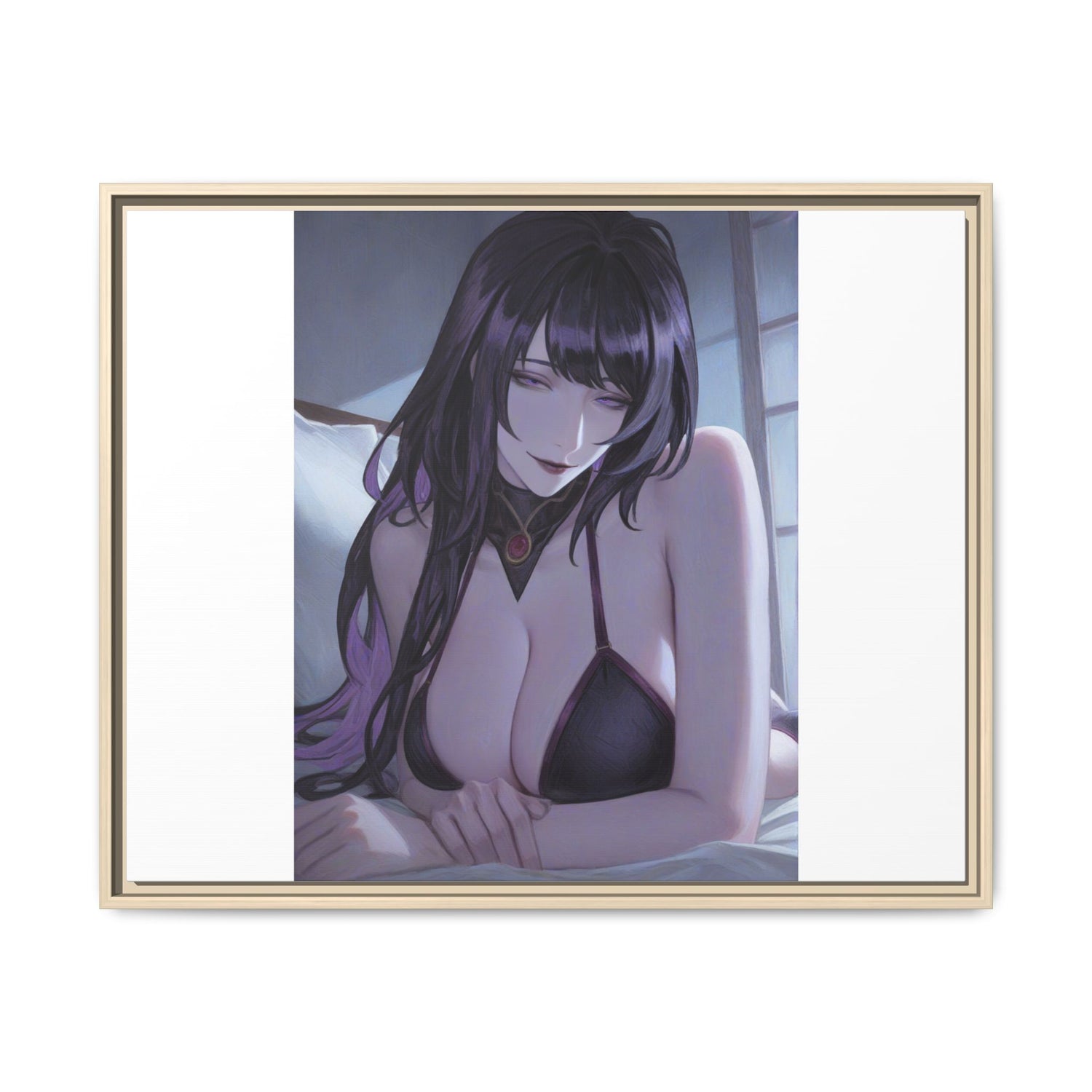 Framed Matte Canvas Print — Moody Anime Woman Portrait