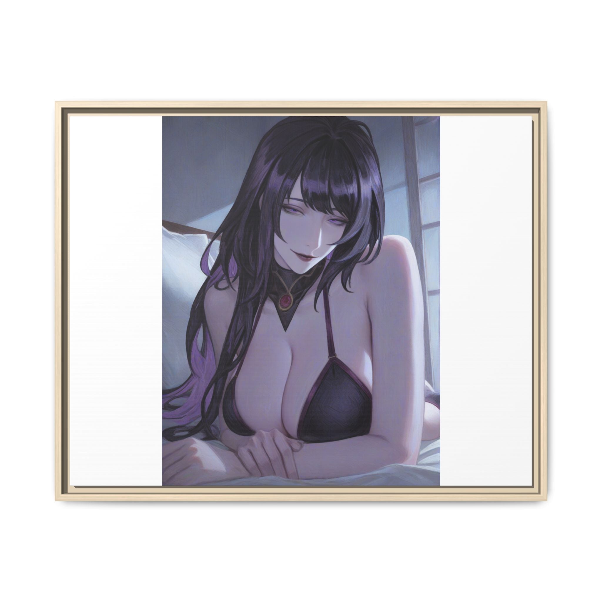 Framed Matte Canvas Print — Moody Anime Woman Portrait
