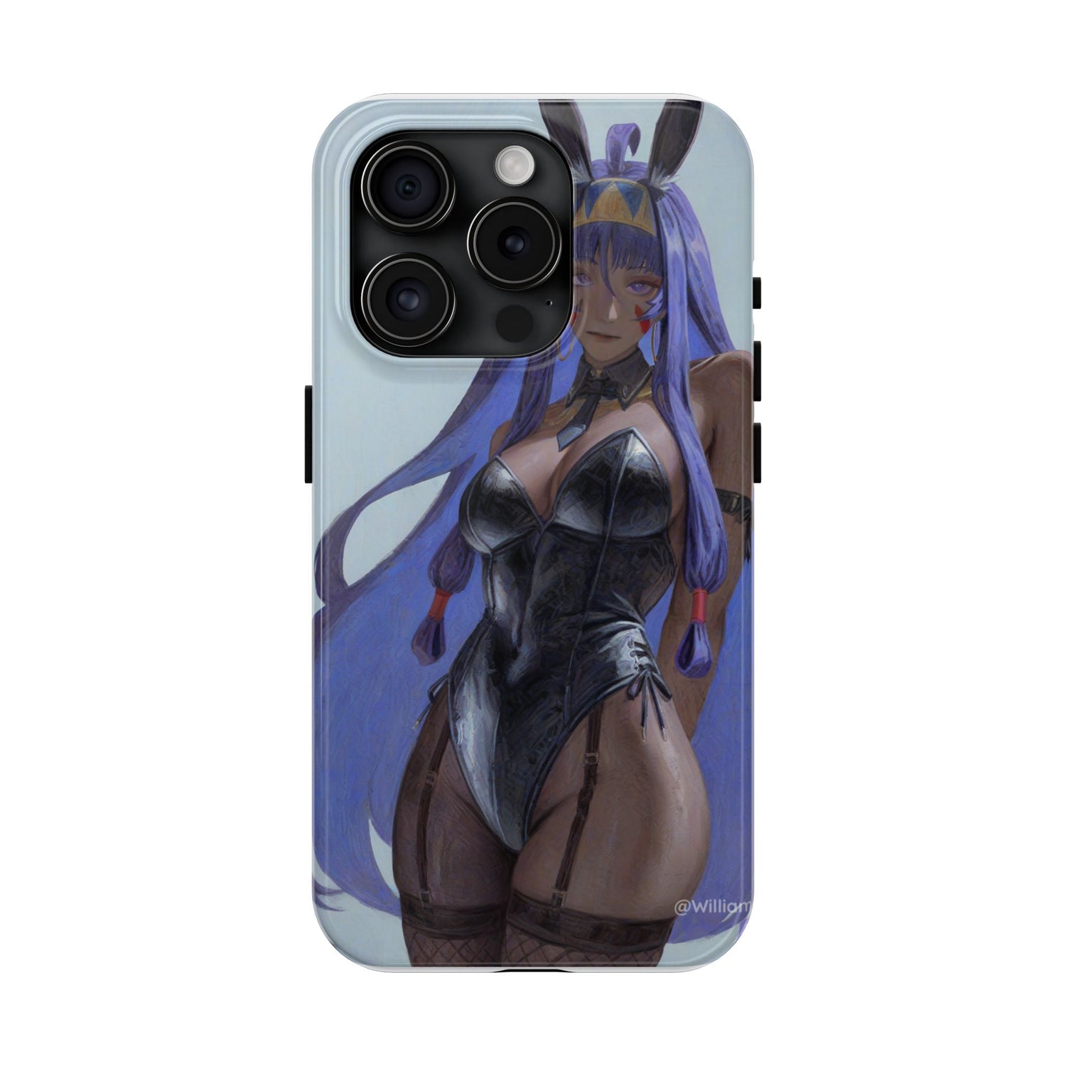 Bunny Girl Tough Phone Case — Anime Purple-Haired Character Protective Cover