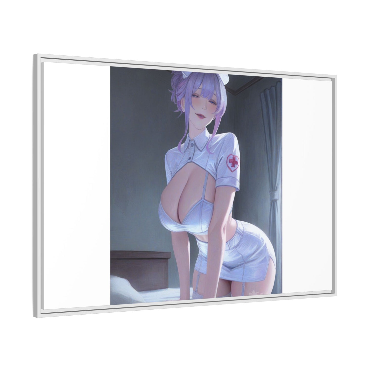 Sexy Anime Nurse Matte Canvas Print (Framed)