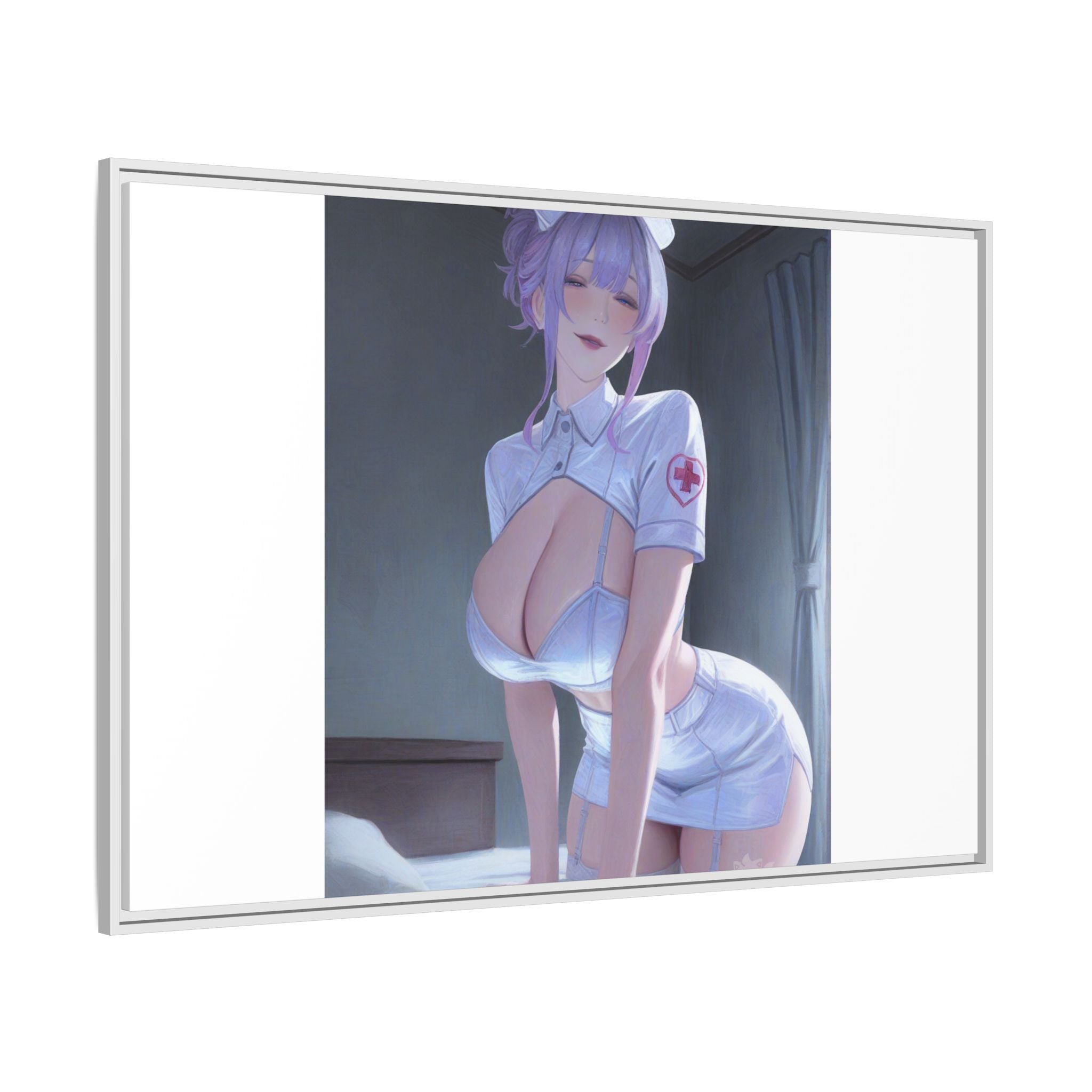 Sexy Anime Nurse Matte Canvas Print (Framed)