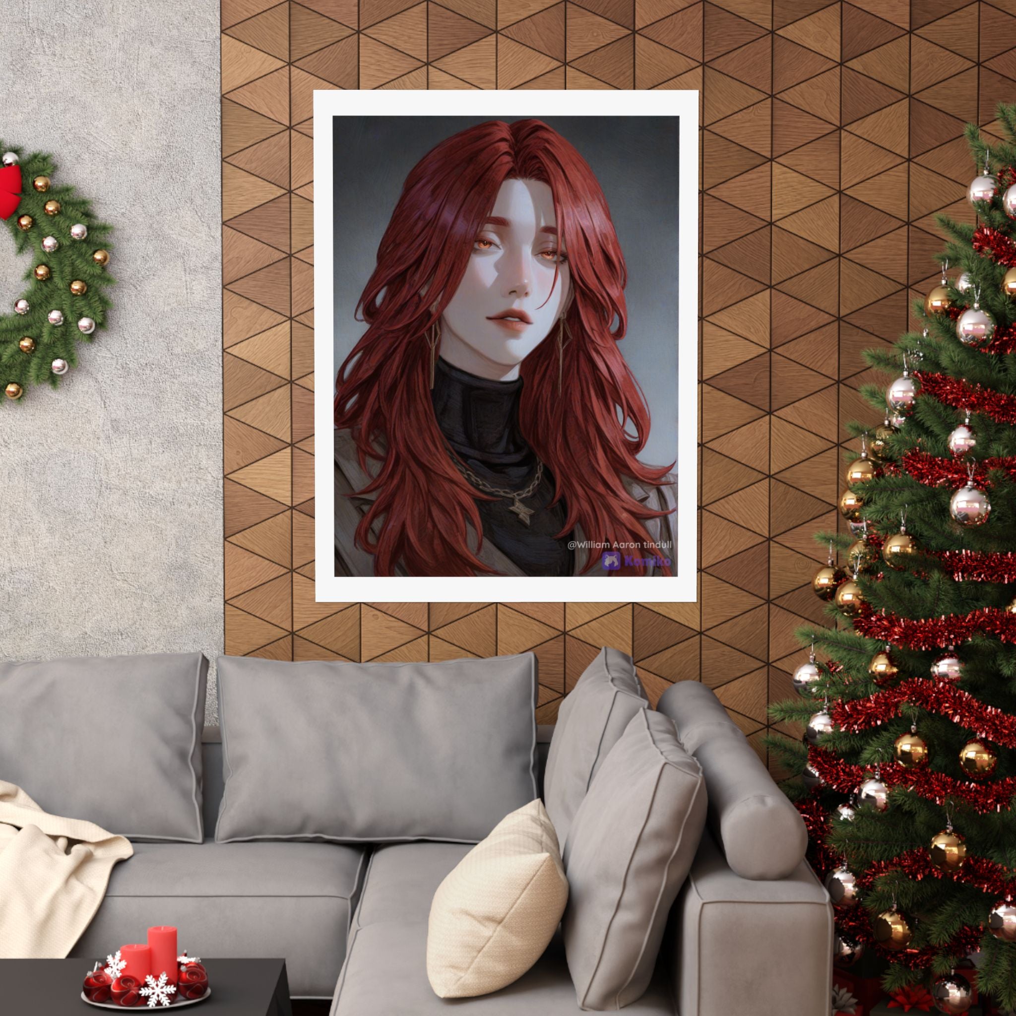Red-Haired Muse Matte Vertical Poster — Moody Portrait Art Print