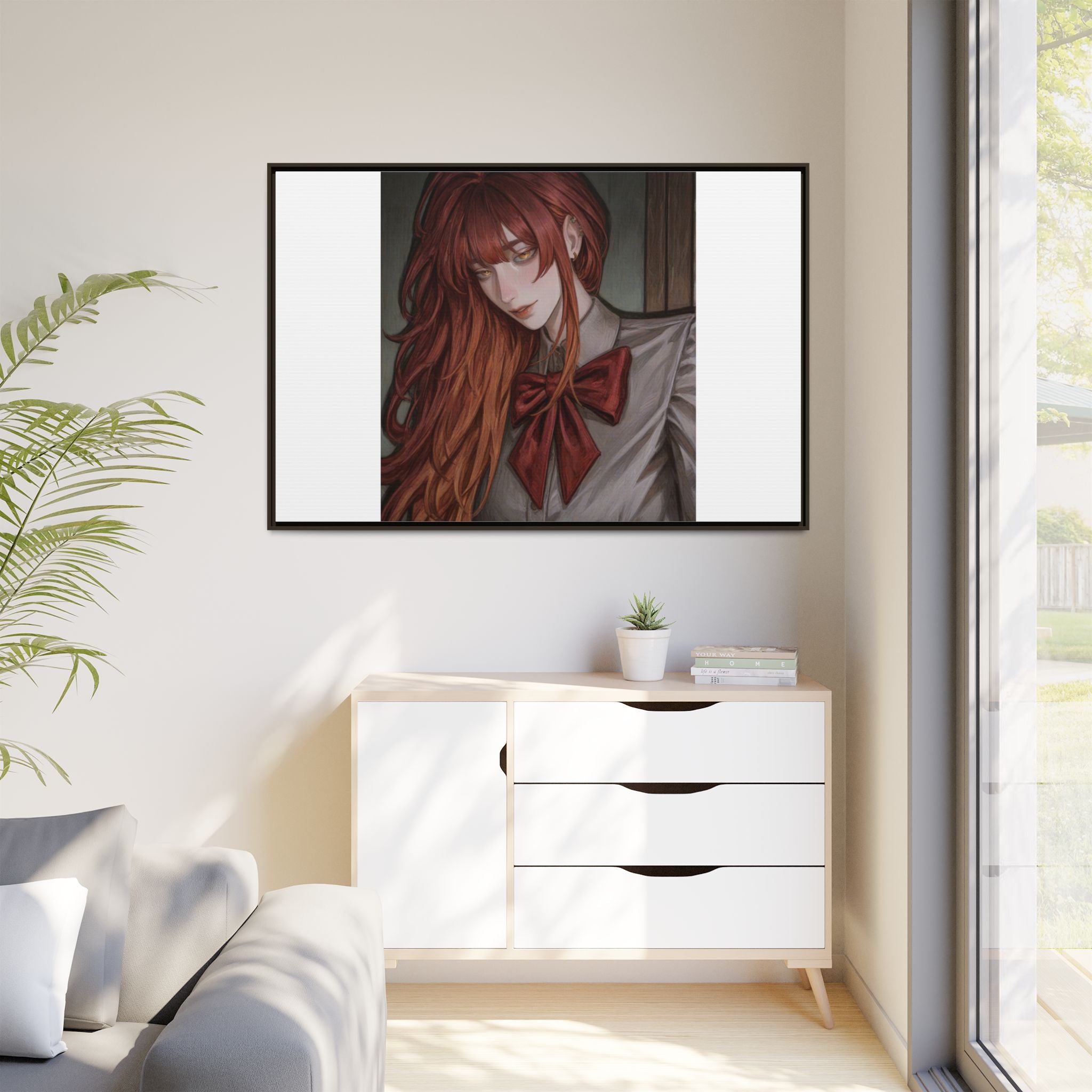 Framed Matte Canvas Print — Gothic Redhead Portrait