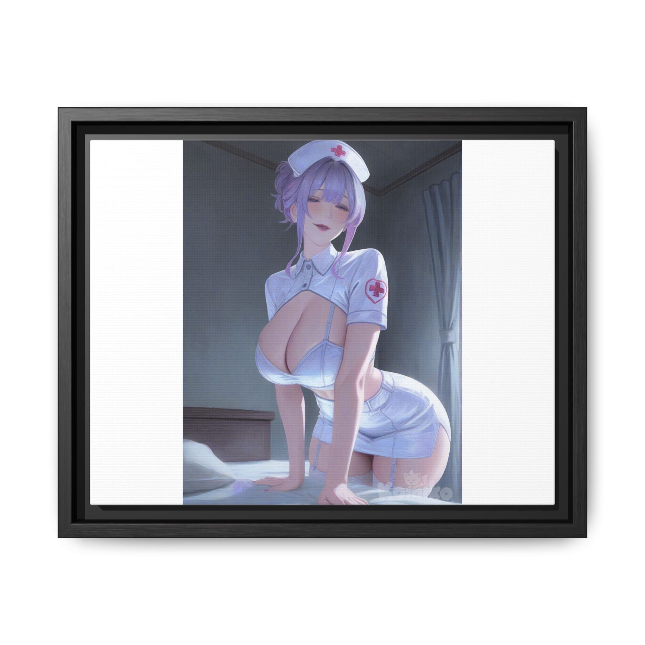 Sexy Anime Nurse Matte Canvas Print (Framed)