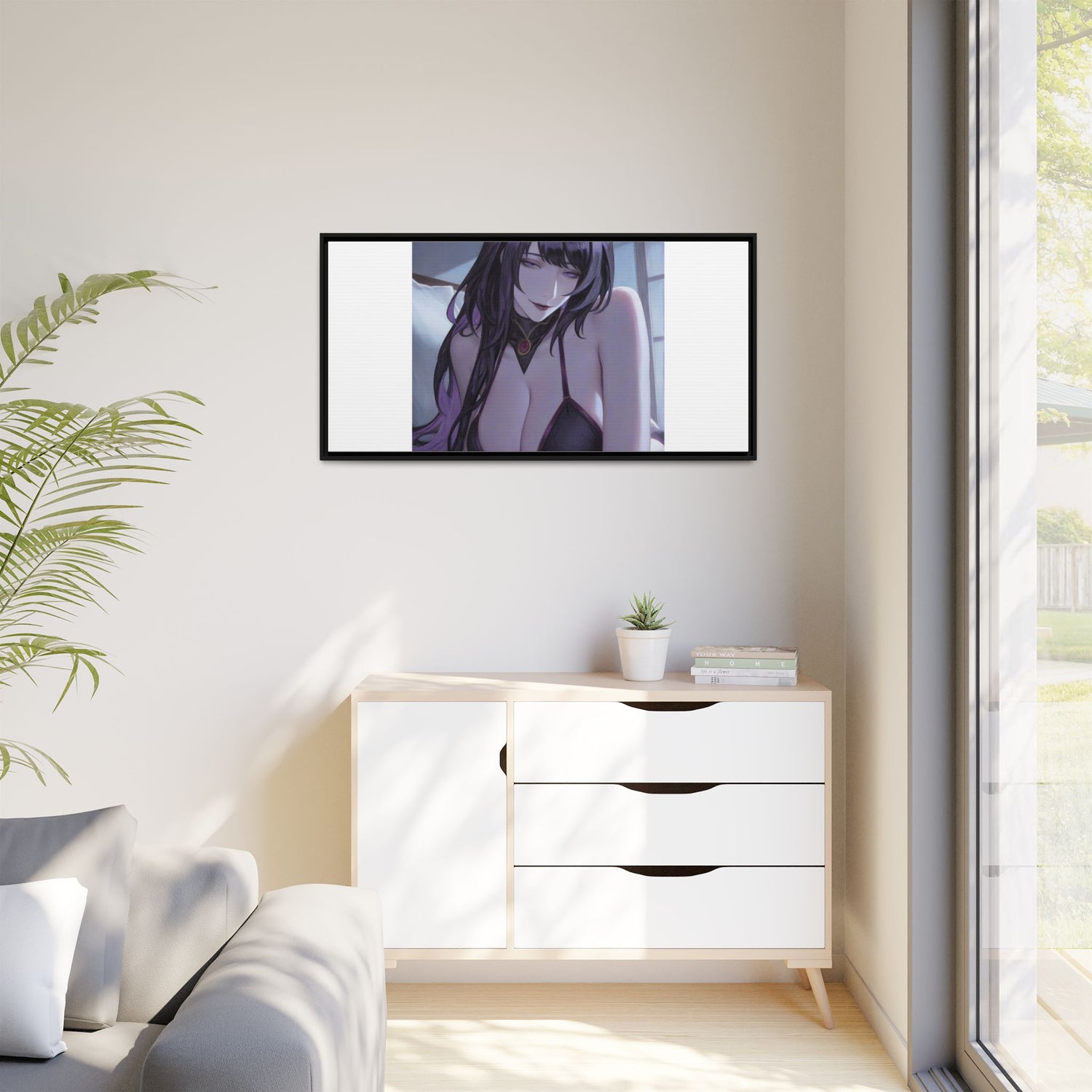 Framed Matte Canvas Print — Moody Anime Woman Portrait