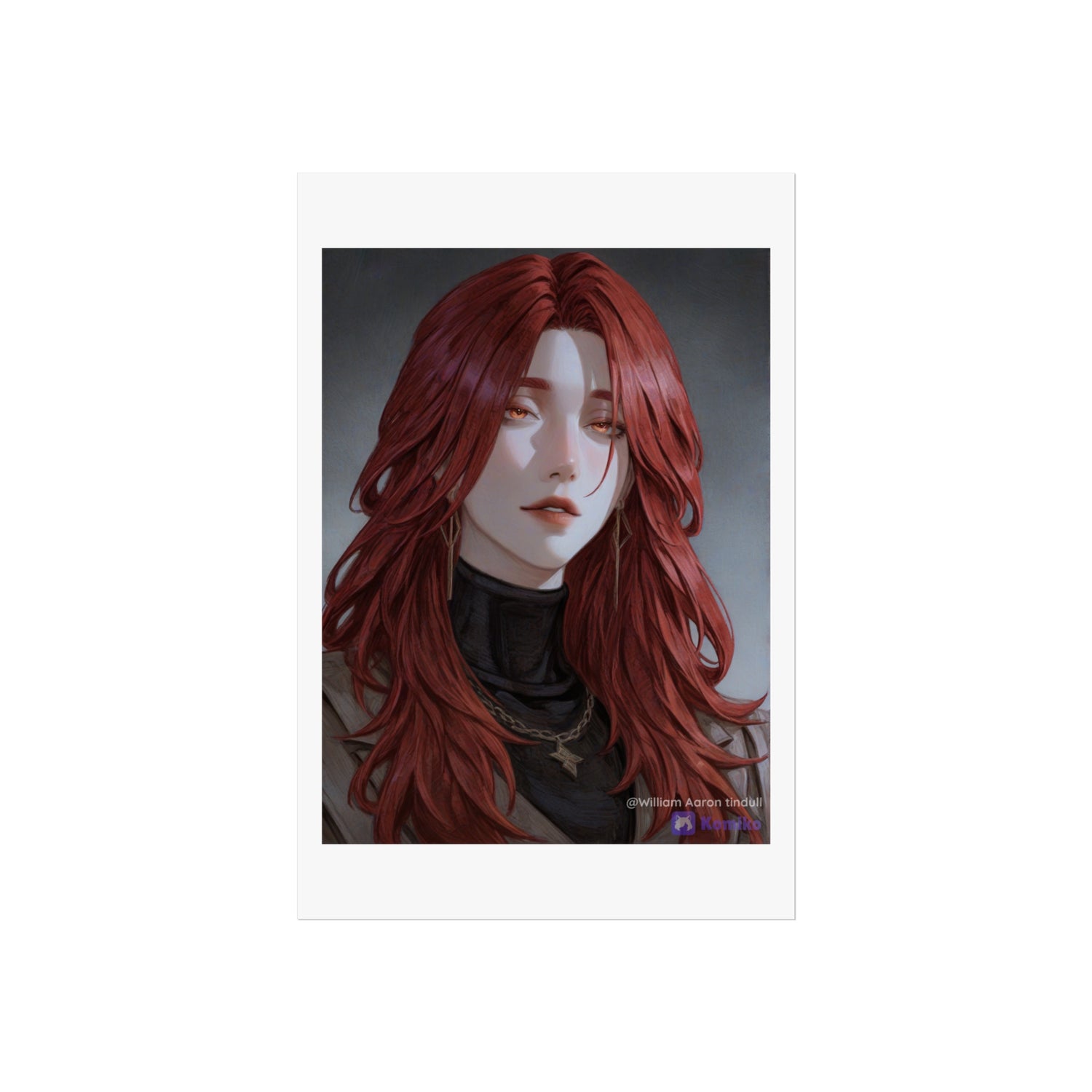 Fine Art Poster — Red-Haired Gothic Portrait, Moody Decorative Wall Art