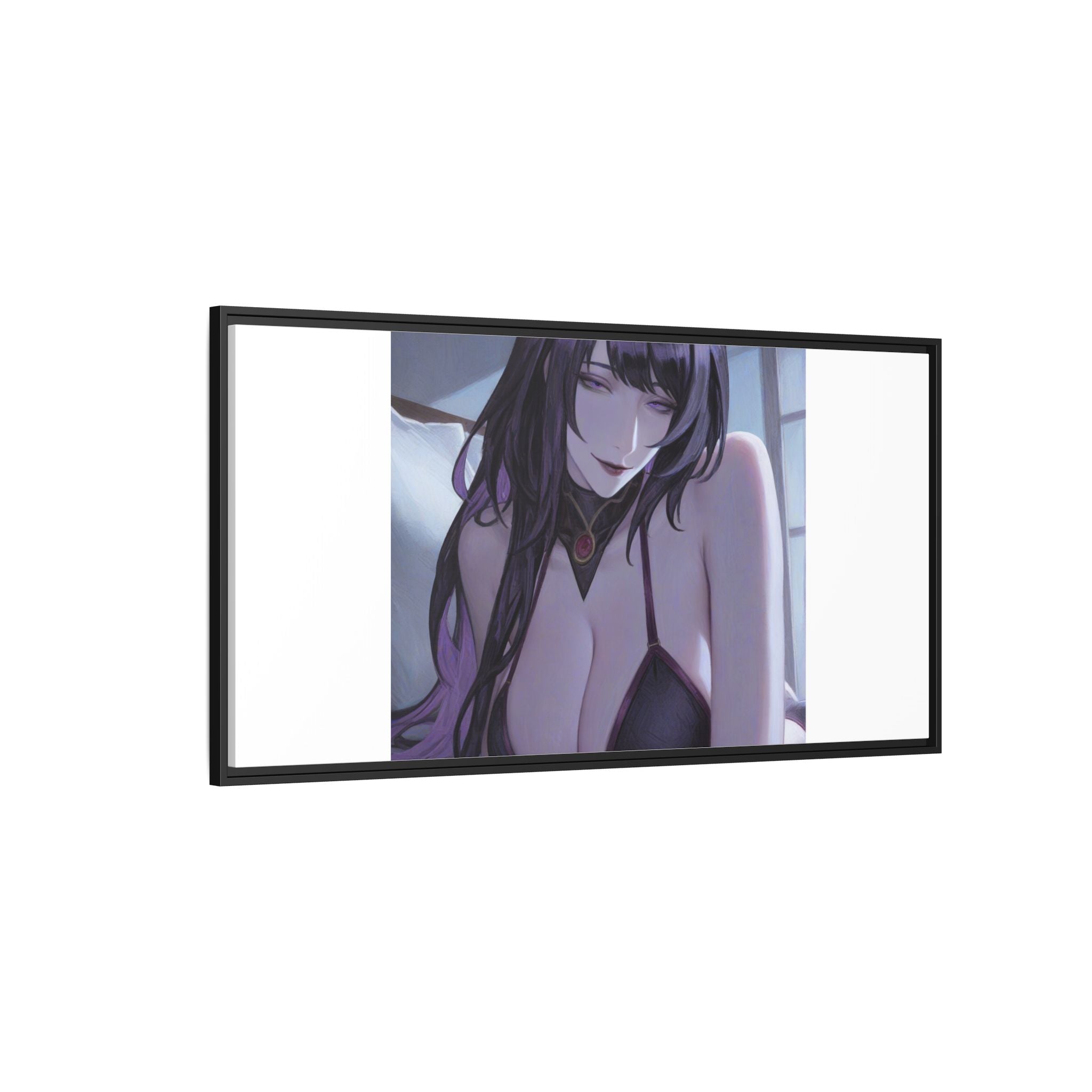 Framed Matte Canvas Print — Moody Anime Woman Portrait