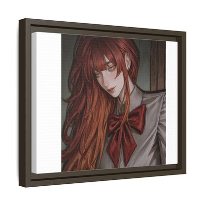 Framed Matte Canvas Print — Moody Red-Headed Anime Girl Art