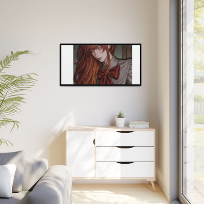 Framed Matte Canvas Print — Moody Red-Headed Anime Girl Art