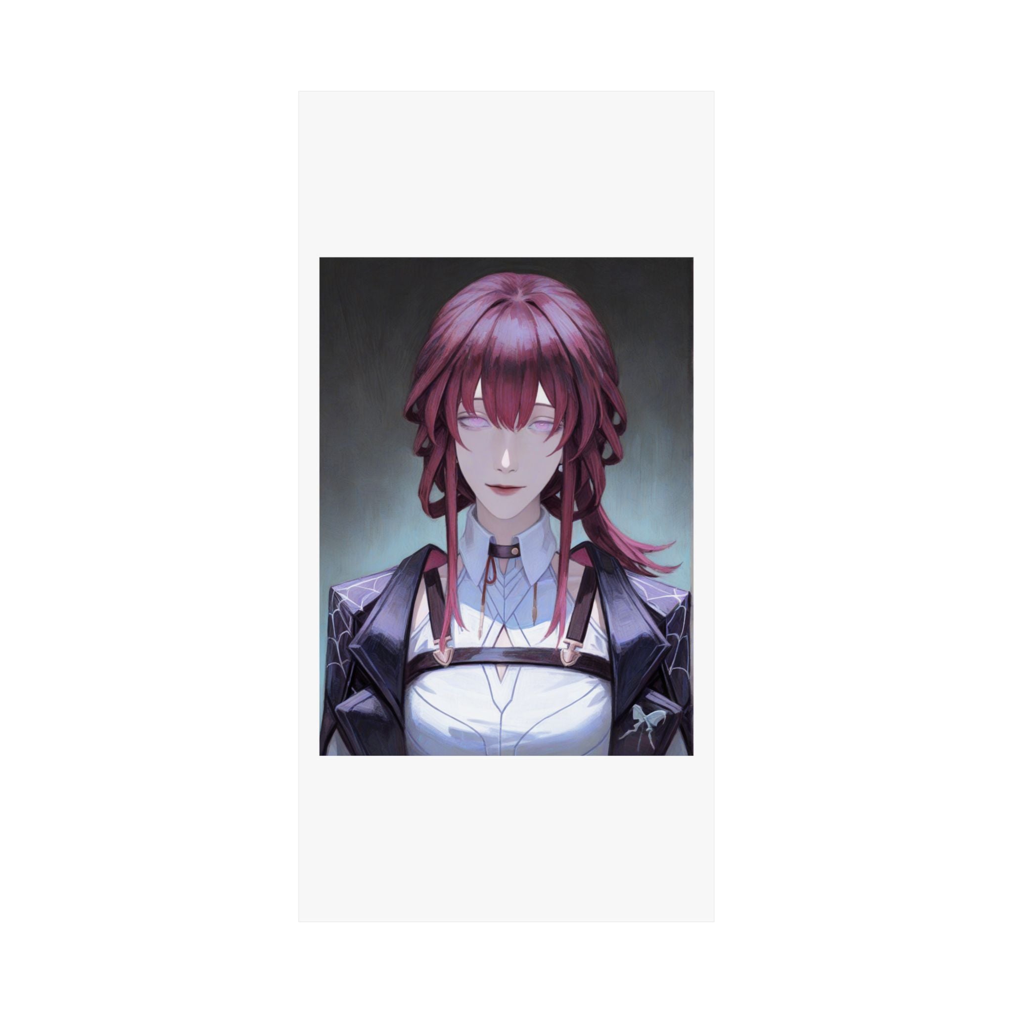 Anime Portrait Poster — Moody Red‑Haired Character Matte Vertical Art Print