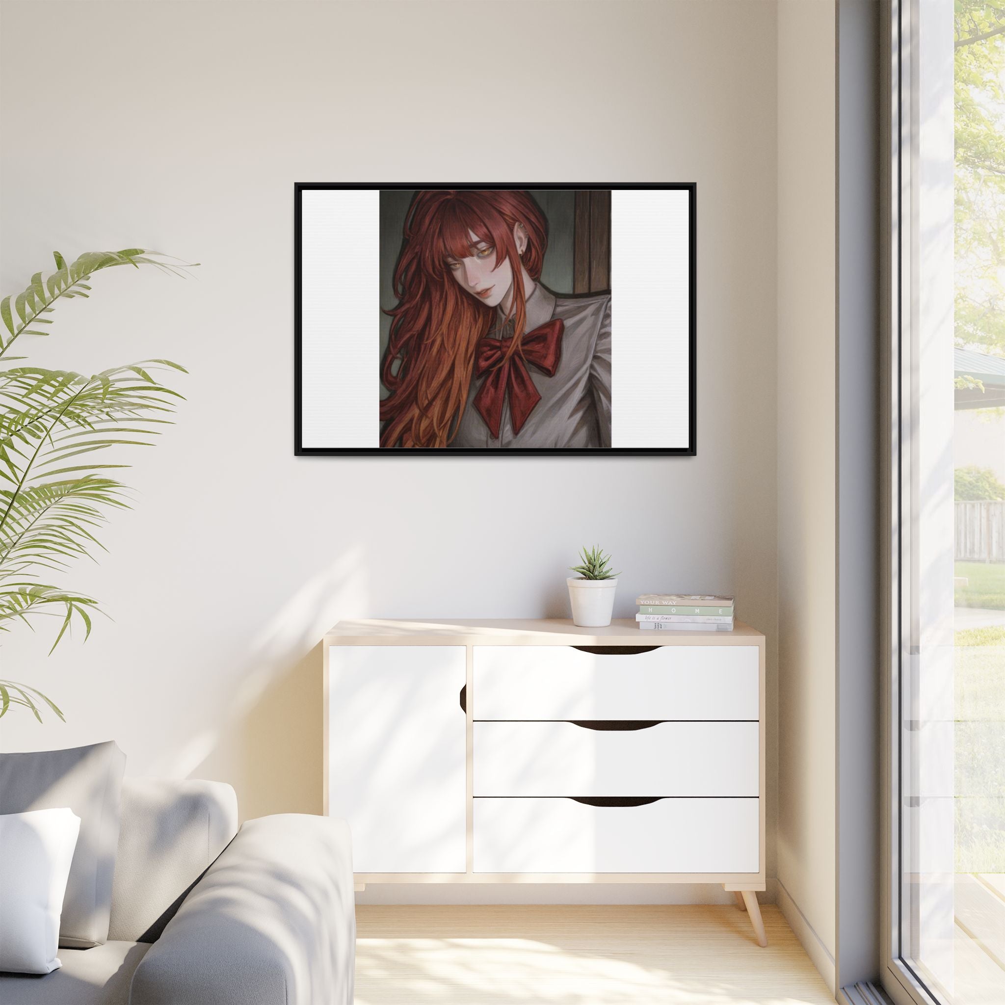 Framed Matte Canvas Print — Gothic Redhead Portrait