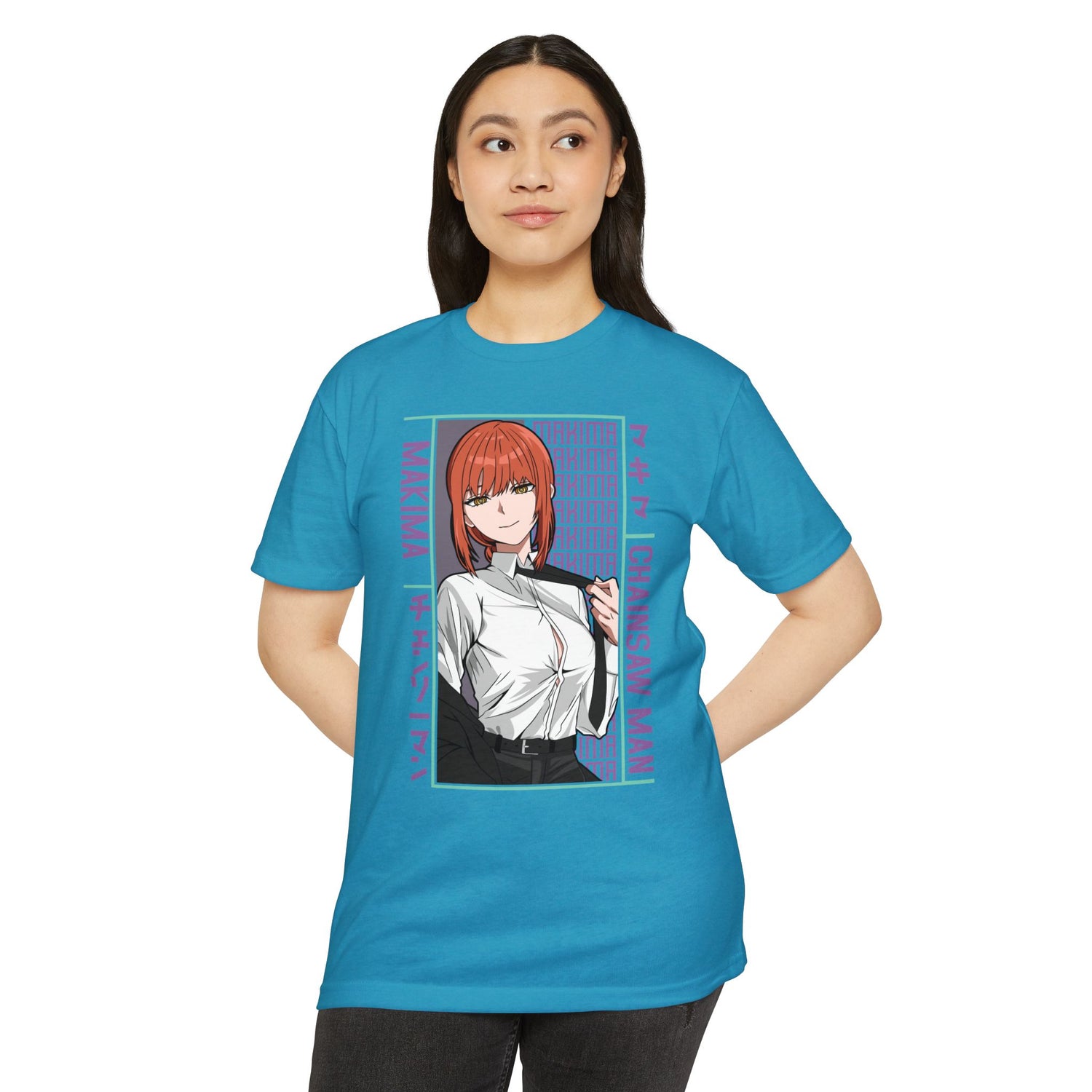 Makima Chainsaw Man Anime Graphic T-Shirt — Japanese Text Design