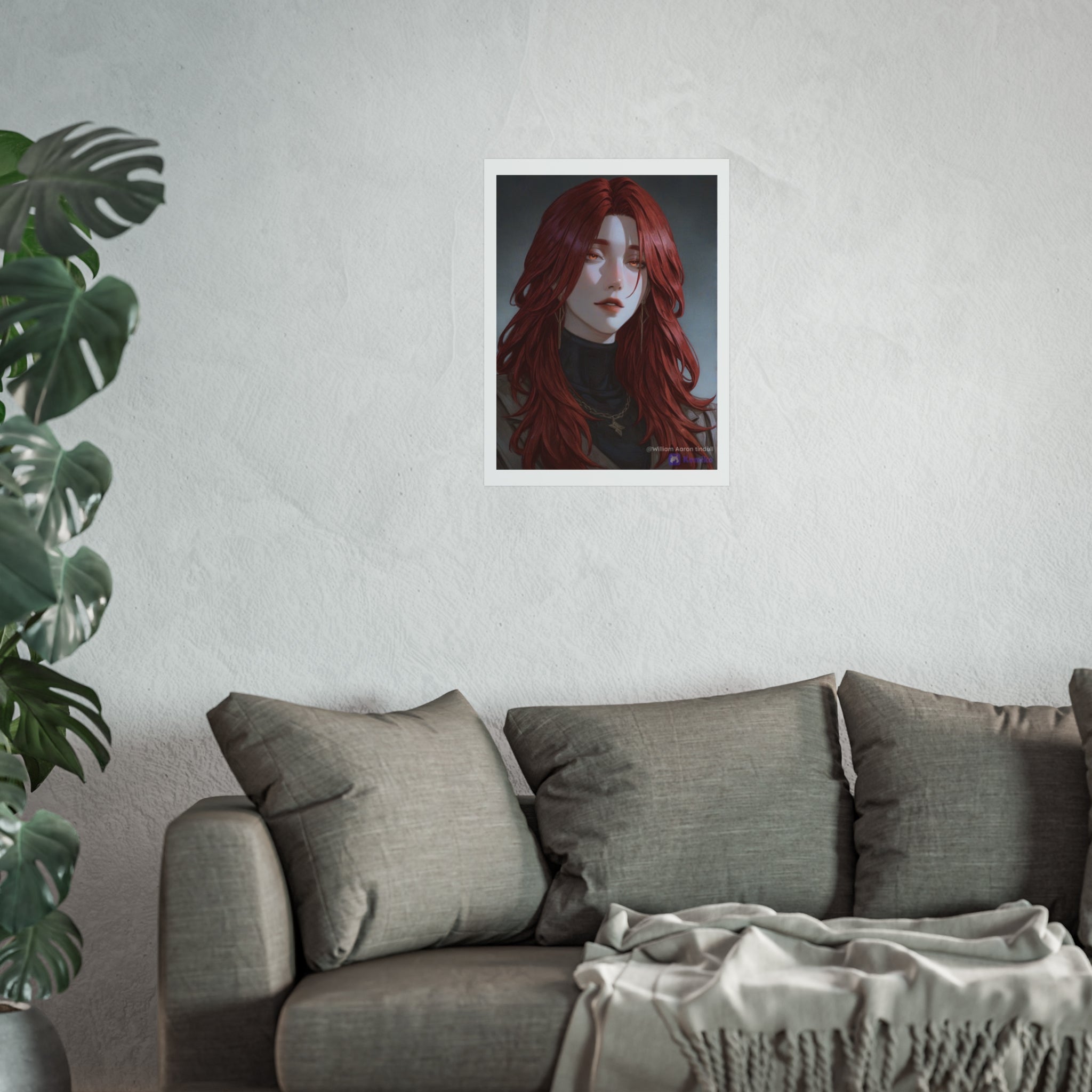 Fine Art Poster — Red-Haired Gothic Portrait, Moody Decorative Wall Art
