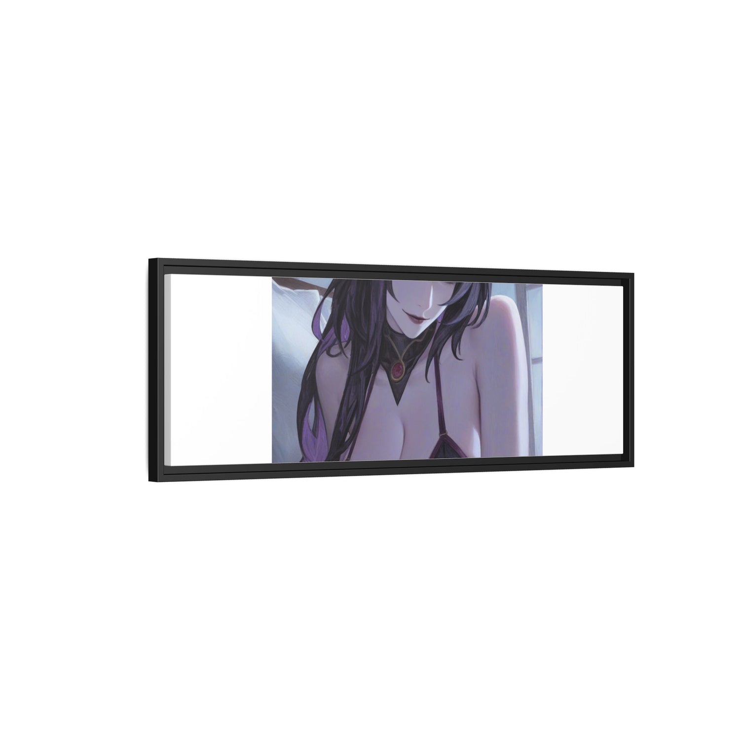 Framed Matte Canvas Print — Moody Anime Woman Portrait