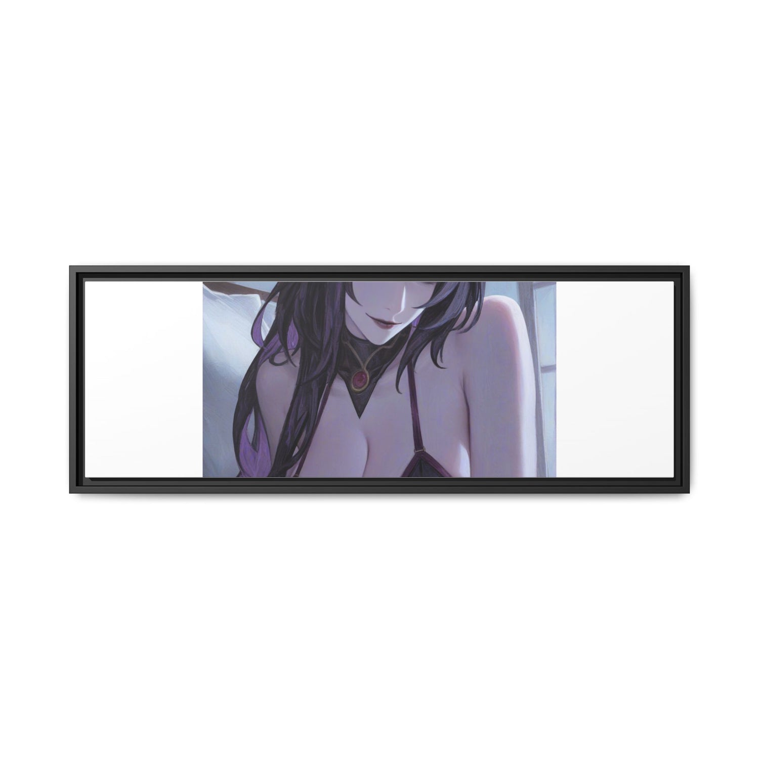 Framed Matte Canvas Print — Moody Anime Woman Portrait